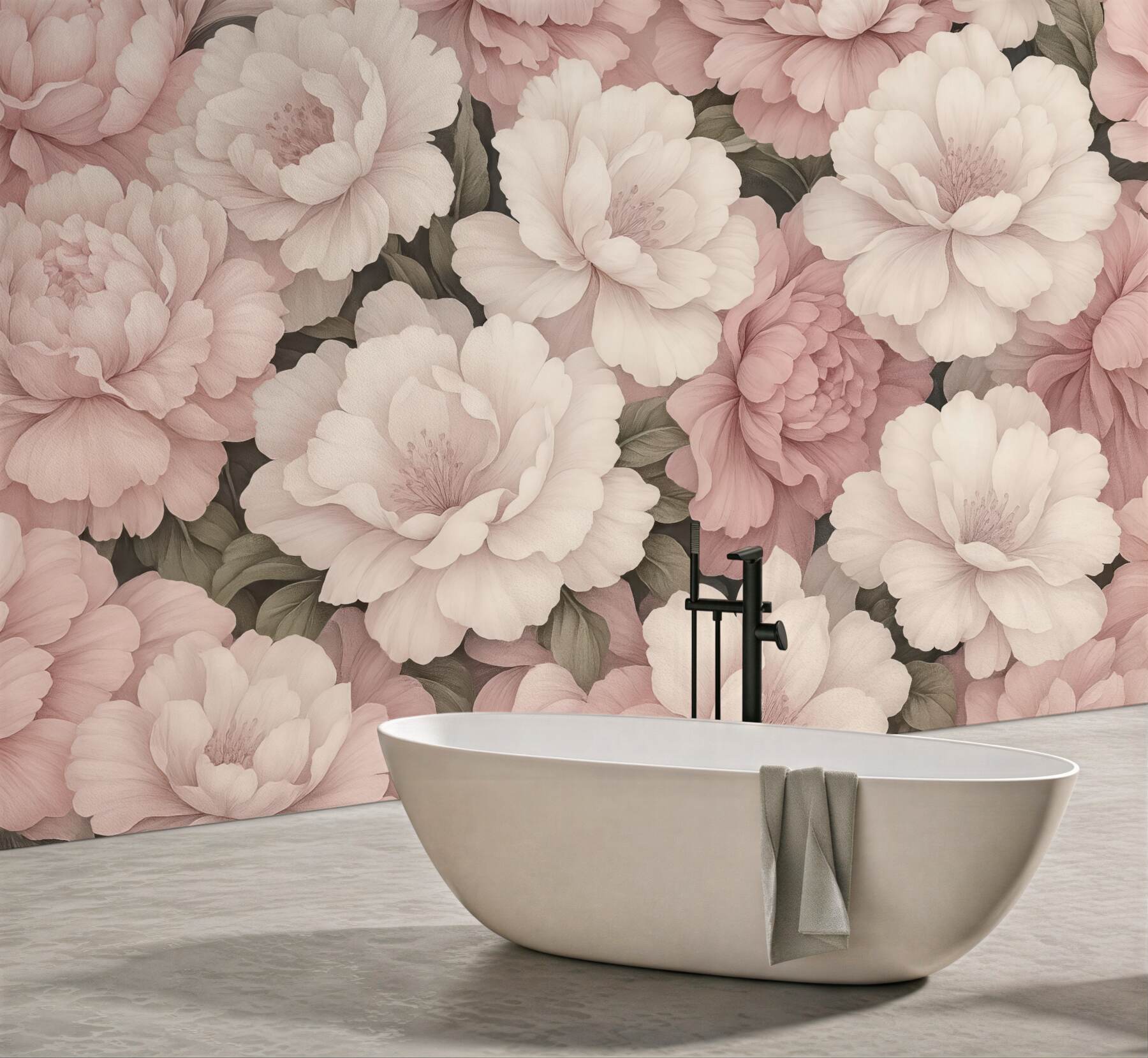 Fototapeta pudrowe piwonie w romantycznym stylu