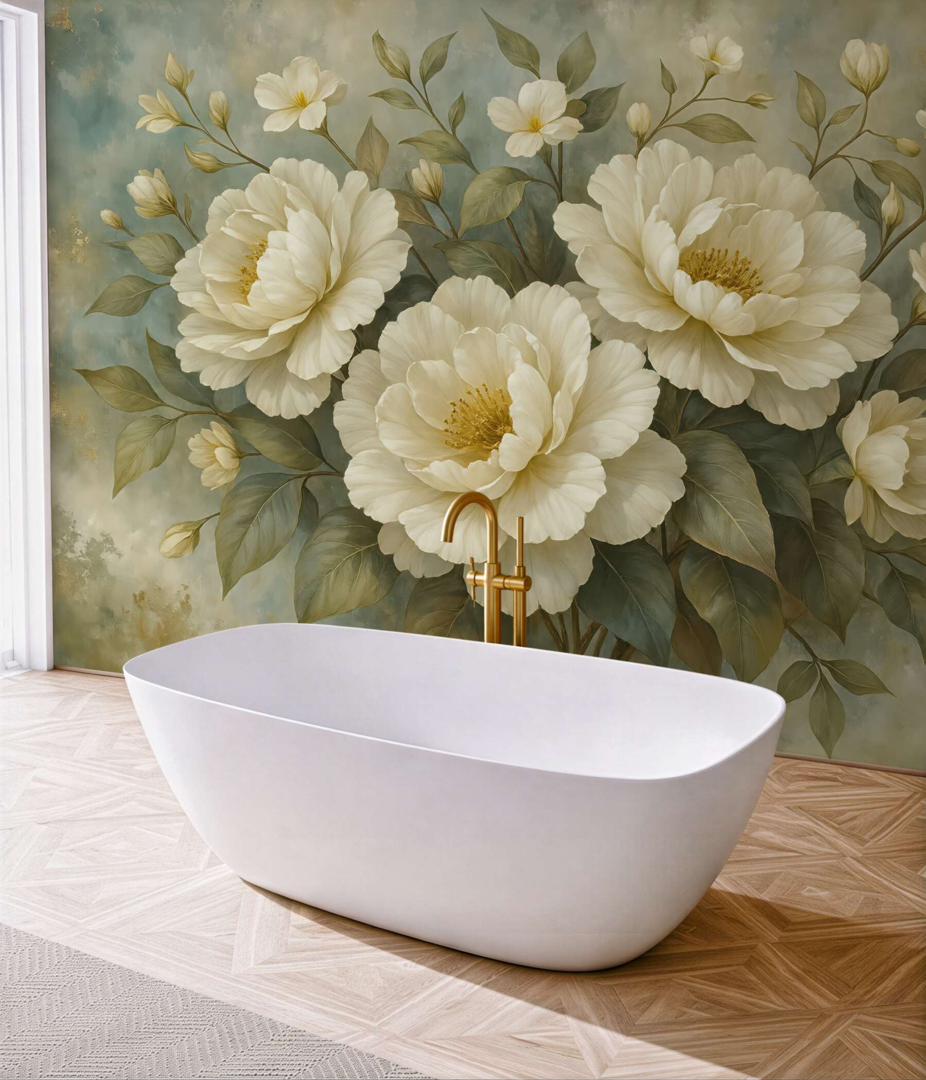 Fototapeta kremowe piwonie w klasycznej elegancji