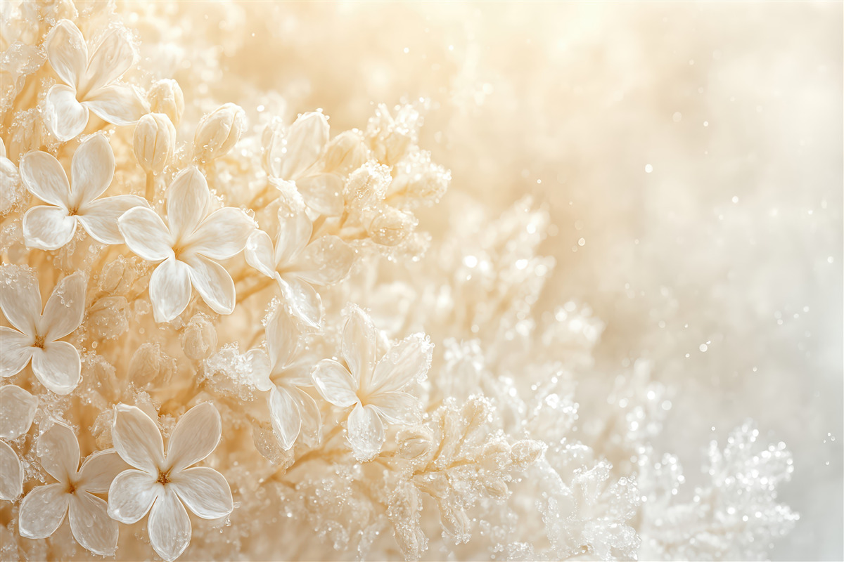 Fototapeta kremowe kwiaty w świetlistej poświacie