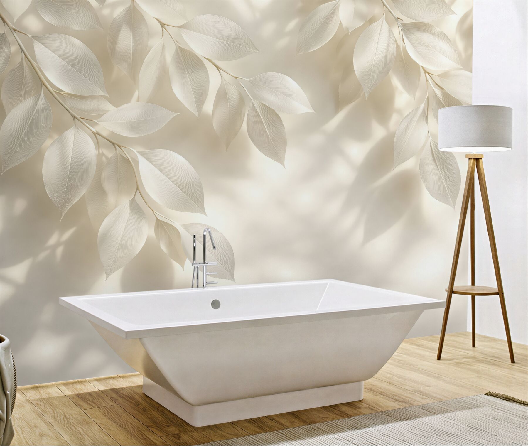 Fototapeta kremowe liście w subtelnym świetle