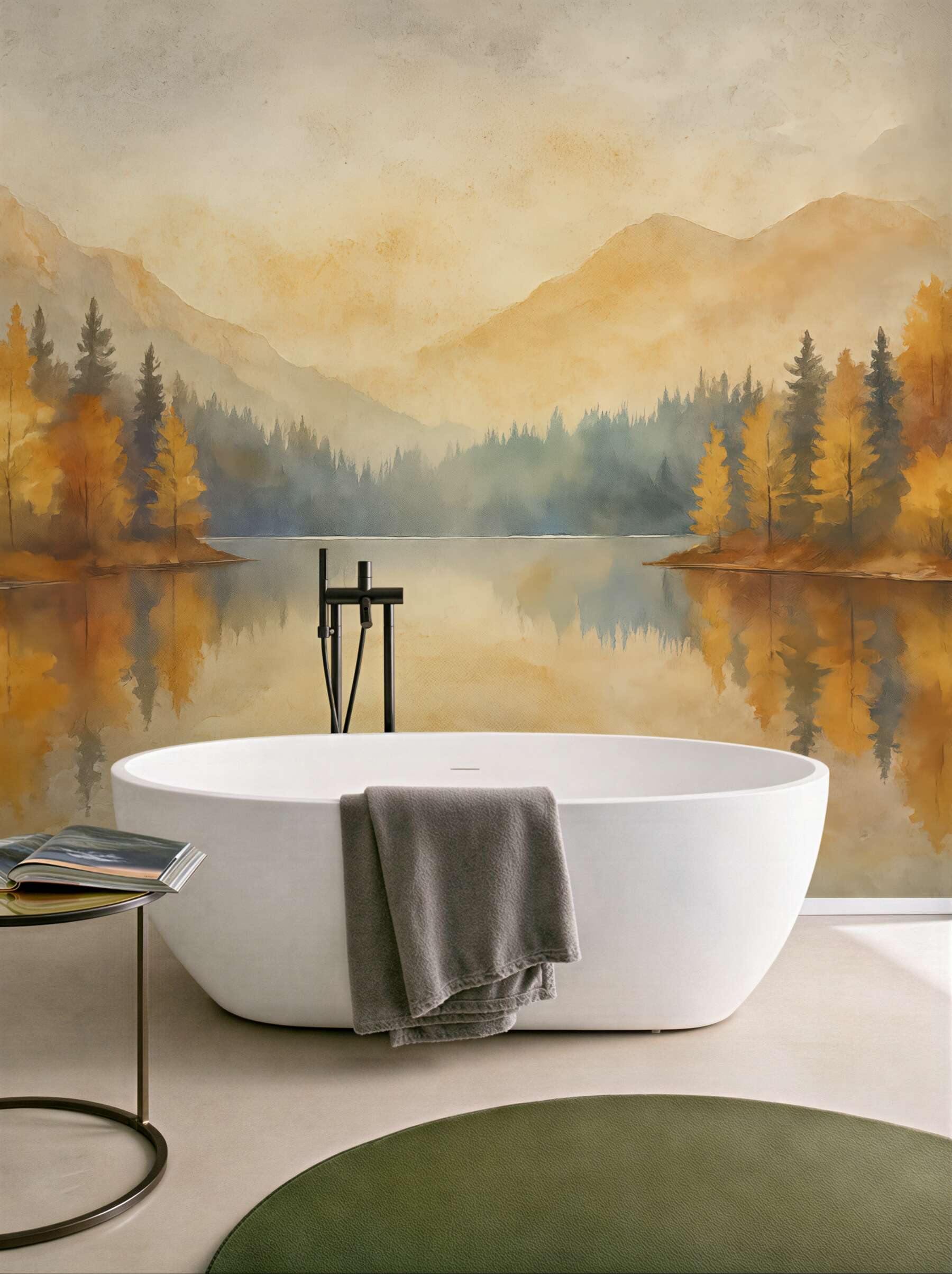 Fototapeta jesienne góry nad spokojnym jeziorem