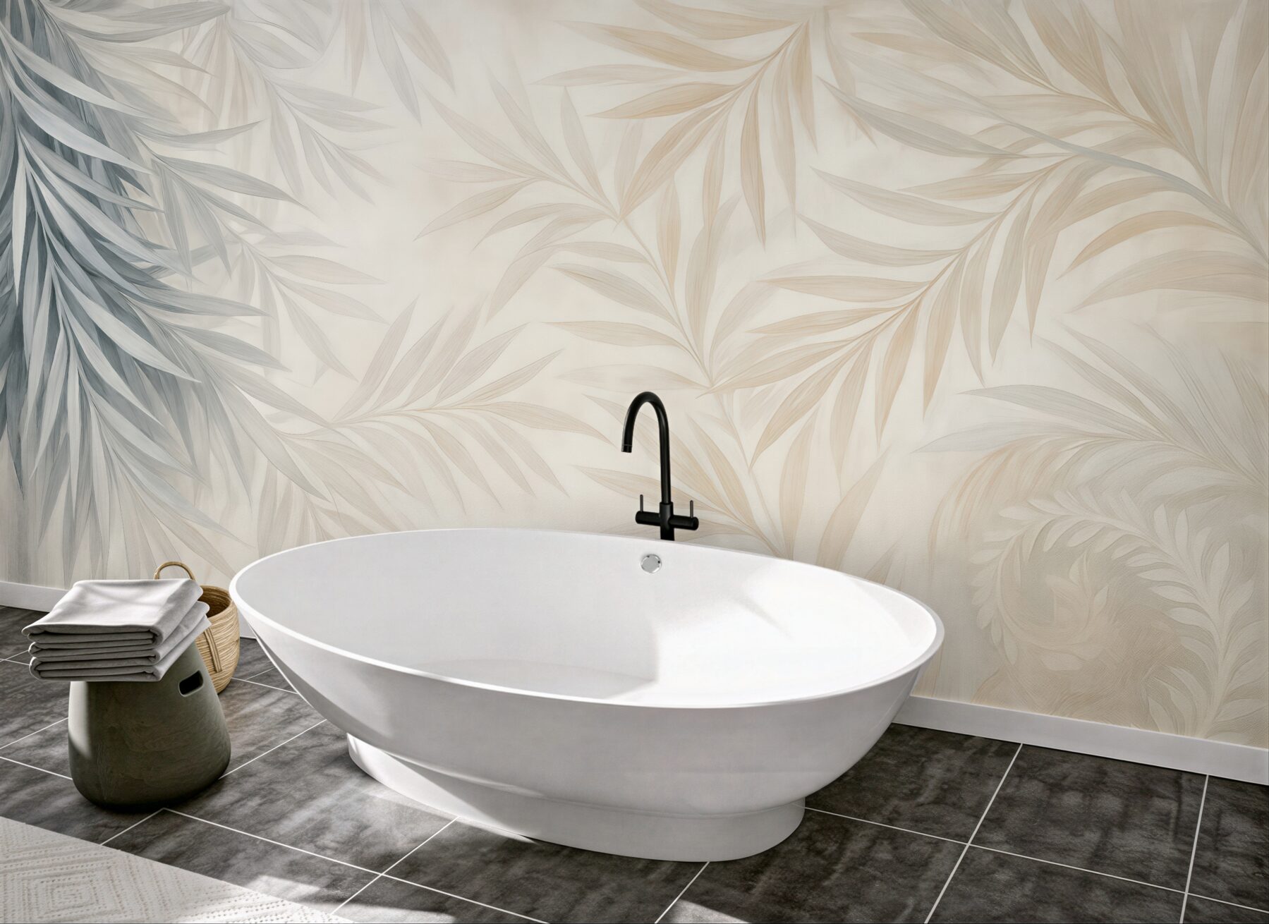 Fototapeta subtelne liście palmowe w beżu