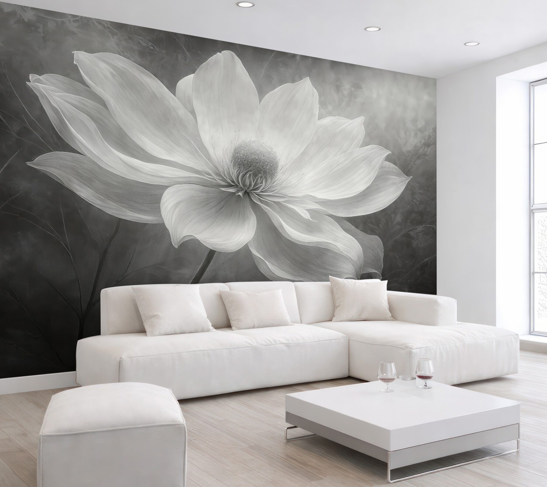 Fototapeta Przezroczysty subtelny ogromny kwiat.