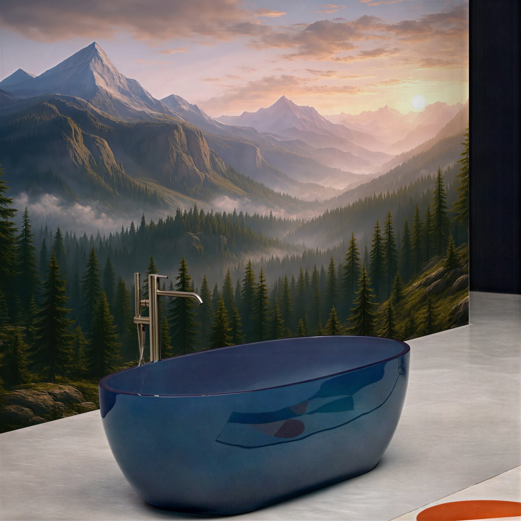 Fototapeta górski świt nad mglistym lasem