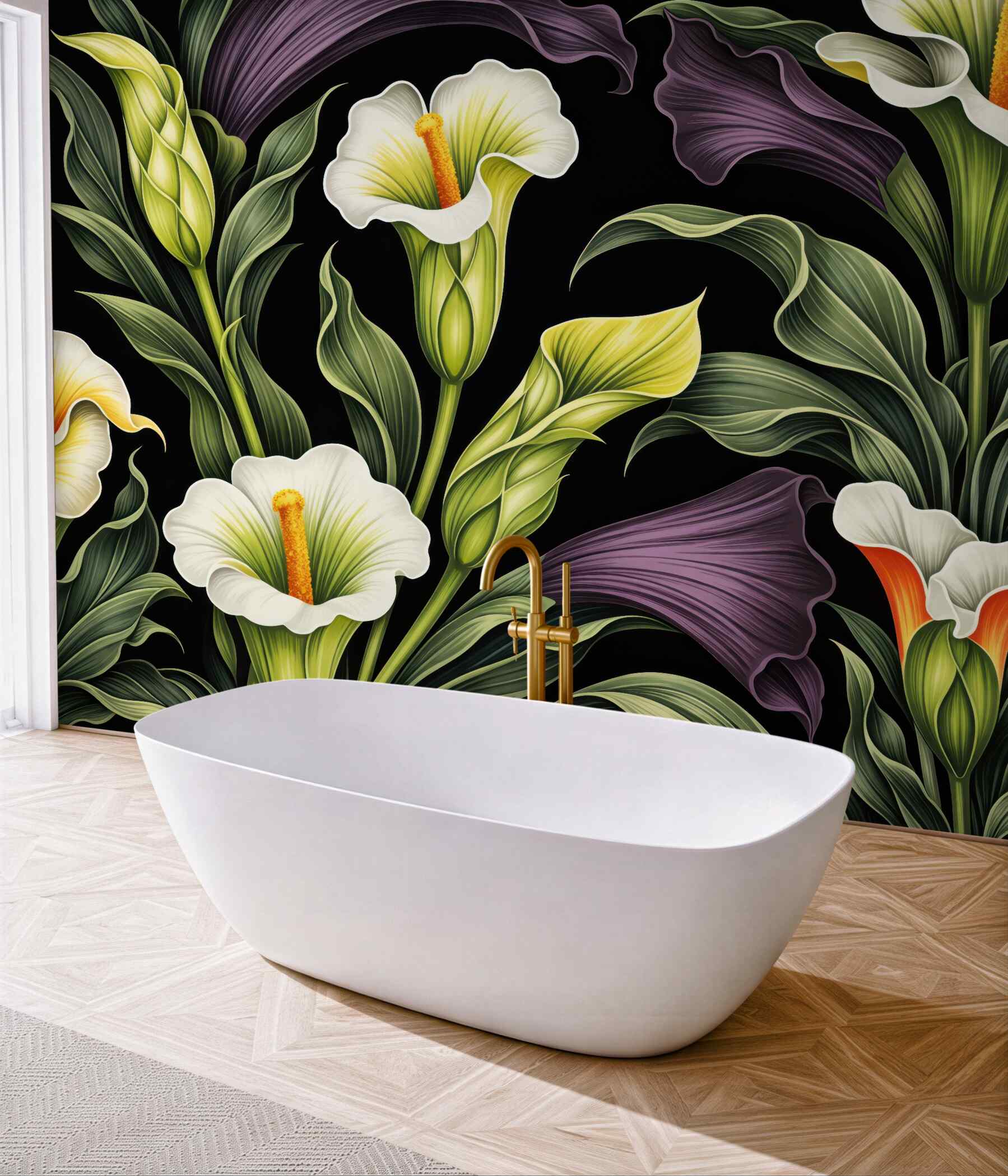 Fototapeta eleganckie kalie na czarnym tle