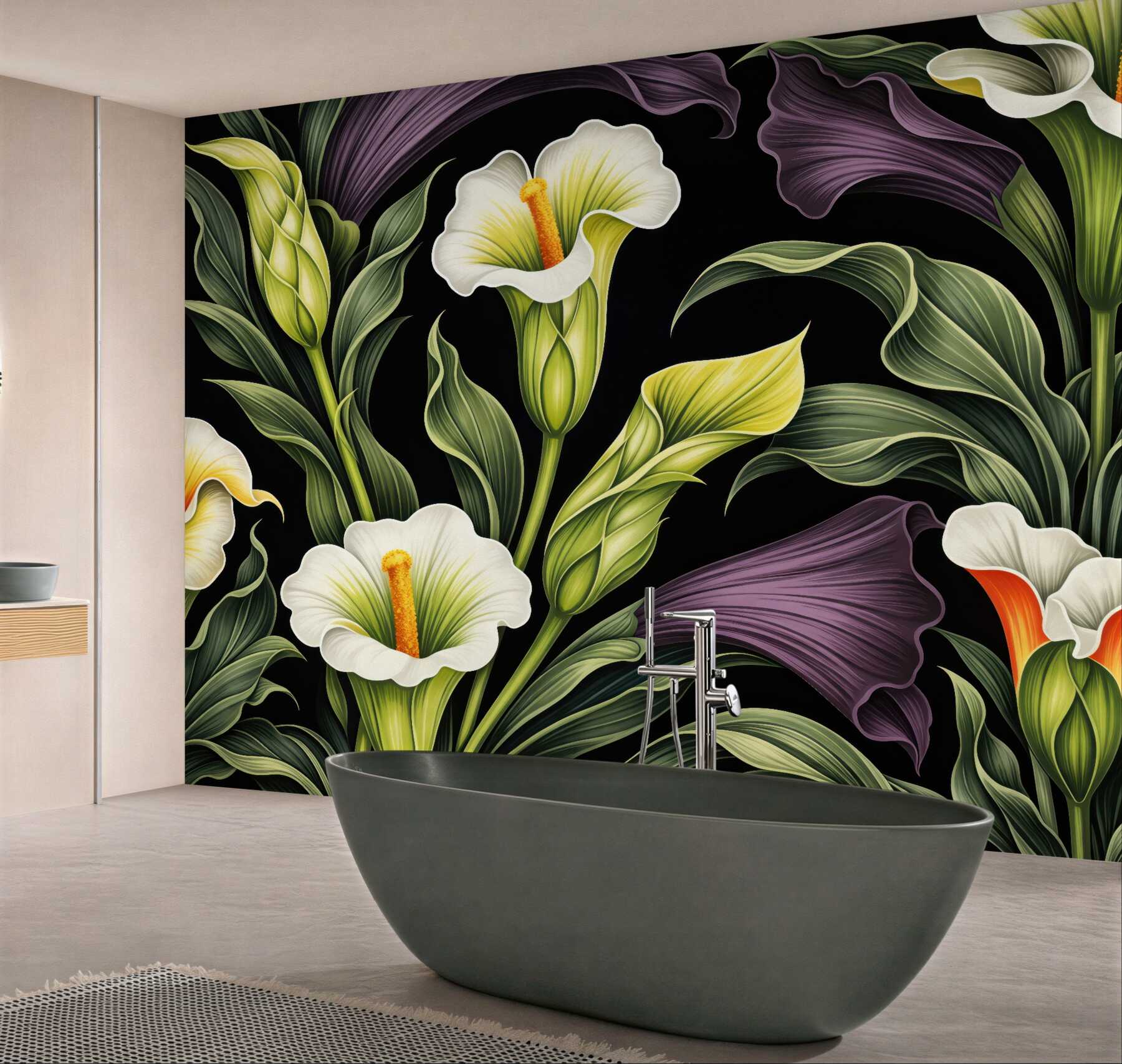 Fototapeta eleganckie kalie na czarnym tle