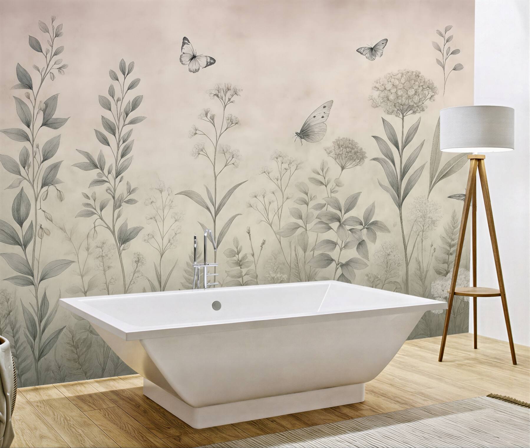 Fototapeta subtelna łąka z motylami