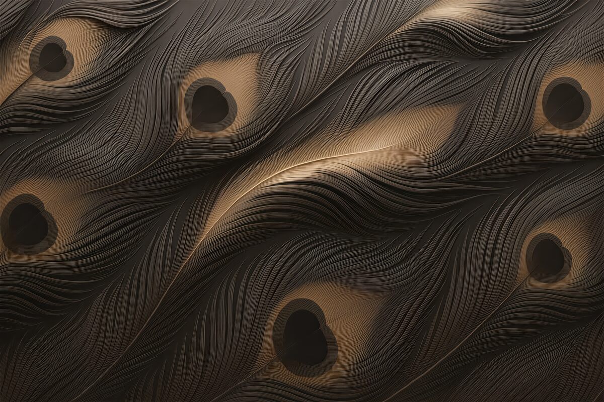 Fototapeta Pawie pióra na murze.