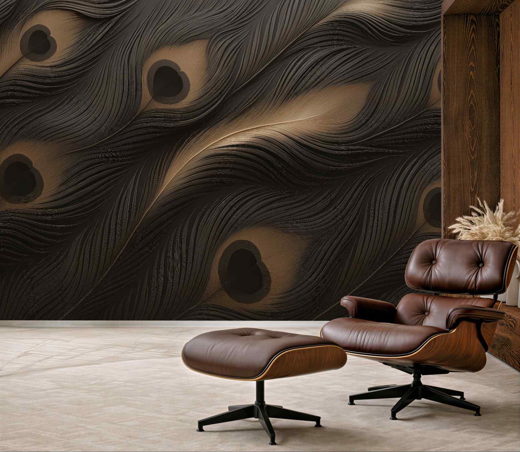 Fototapeta Pawie pióra na murze.