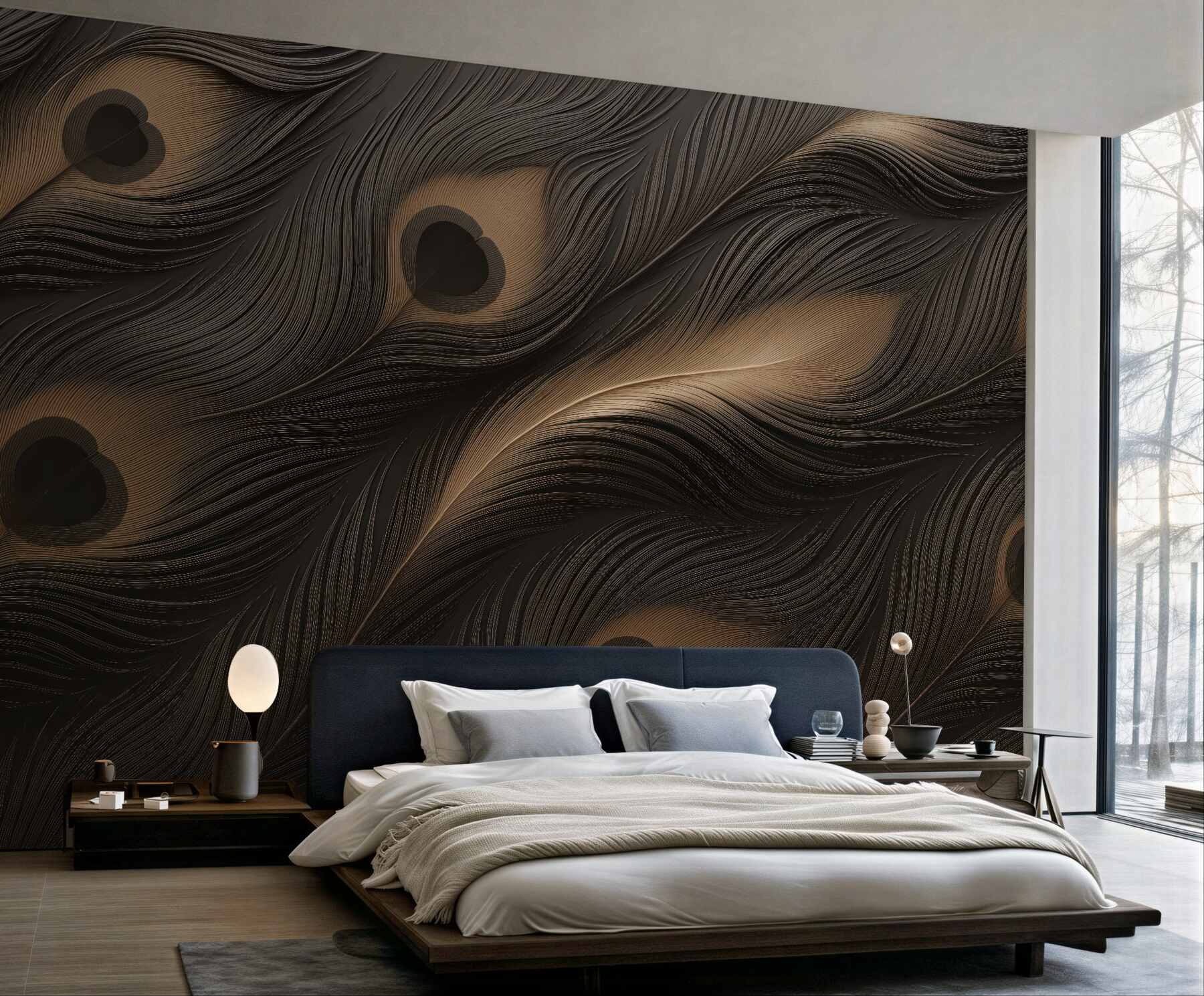 Fototapeta Pawie pióra na murze.