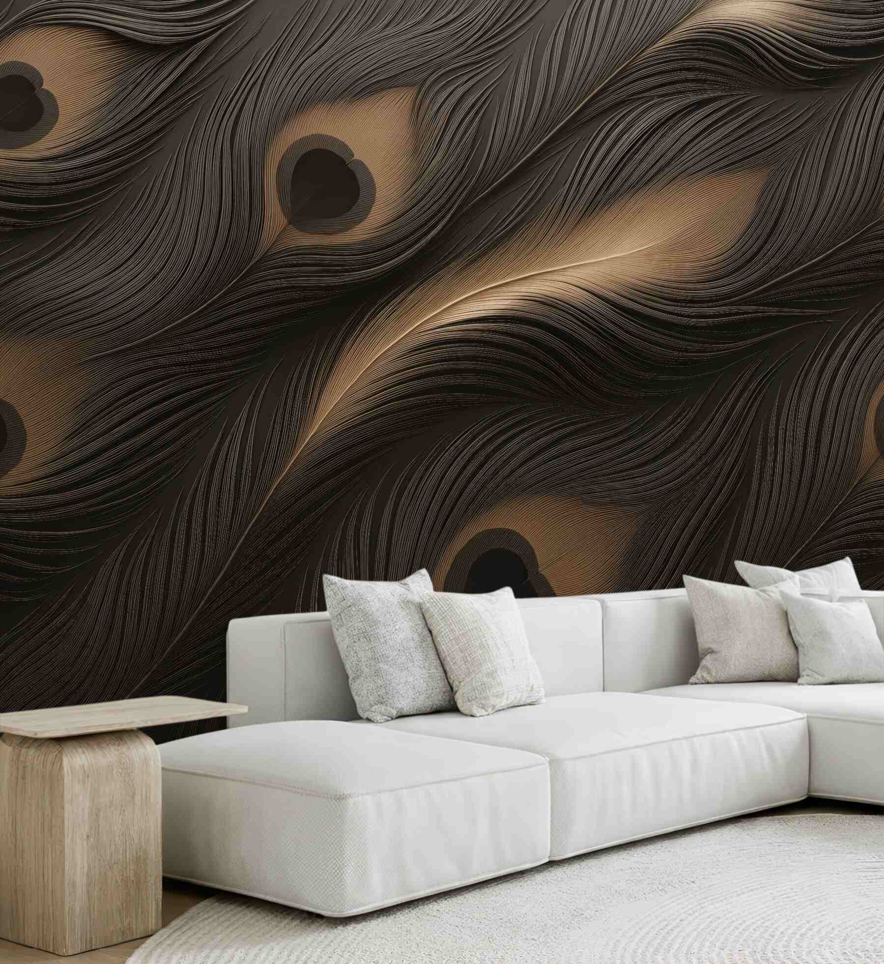 Fototapeta Pawie pióra na murze.