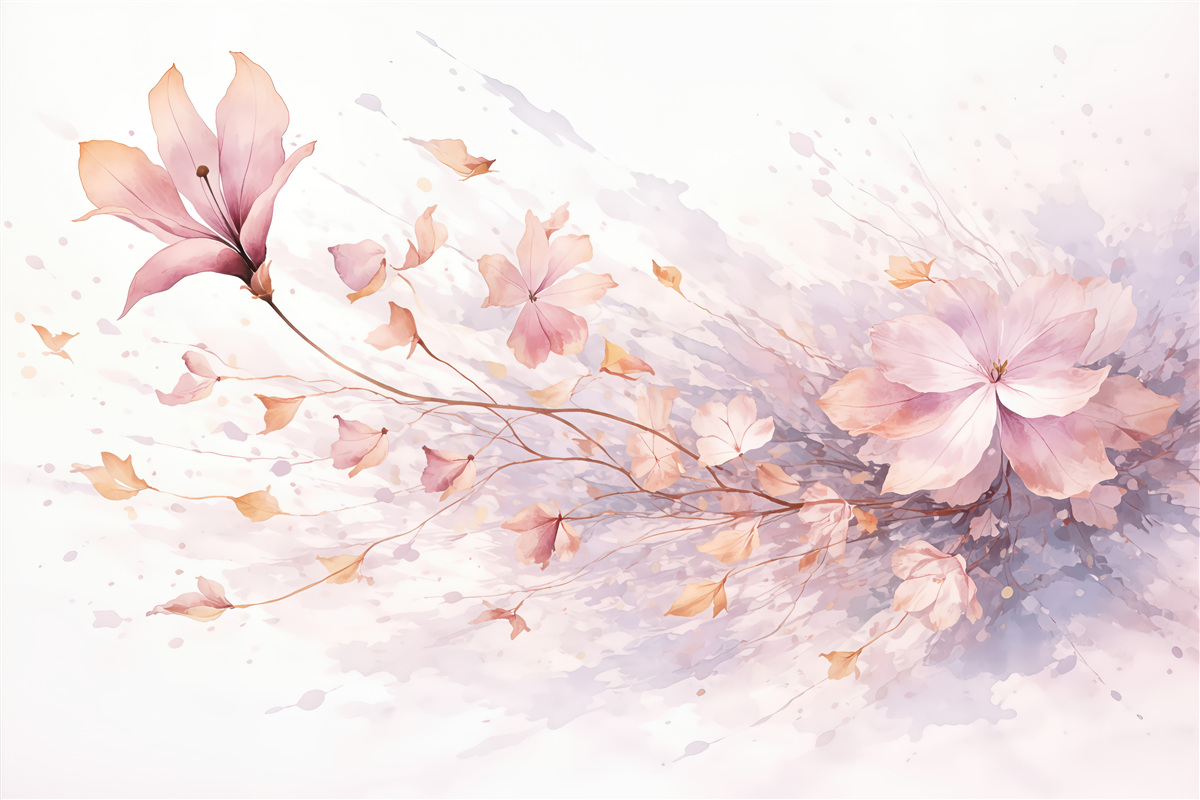 Fototapeta akwarelowe kwiaty w pastelowym tańcu