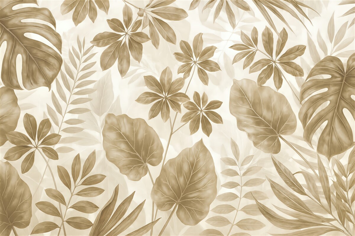Fototapeta beżowe liście w tropikalnym szyku