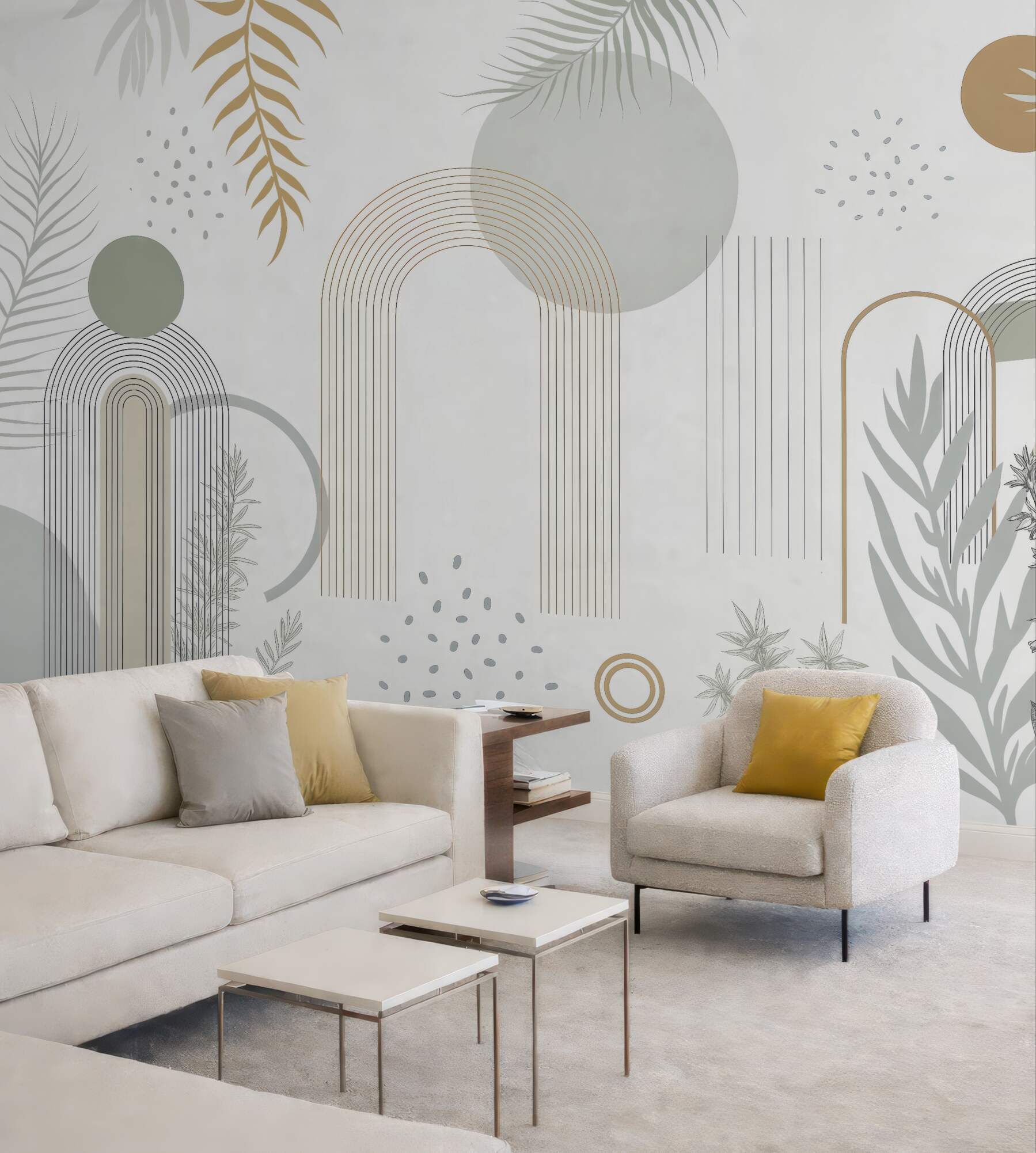 Fototapeta botaniczna abstrakcja z geometrycznymi łukami