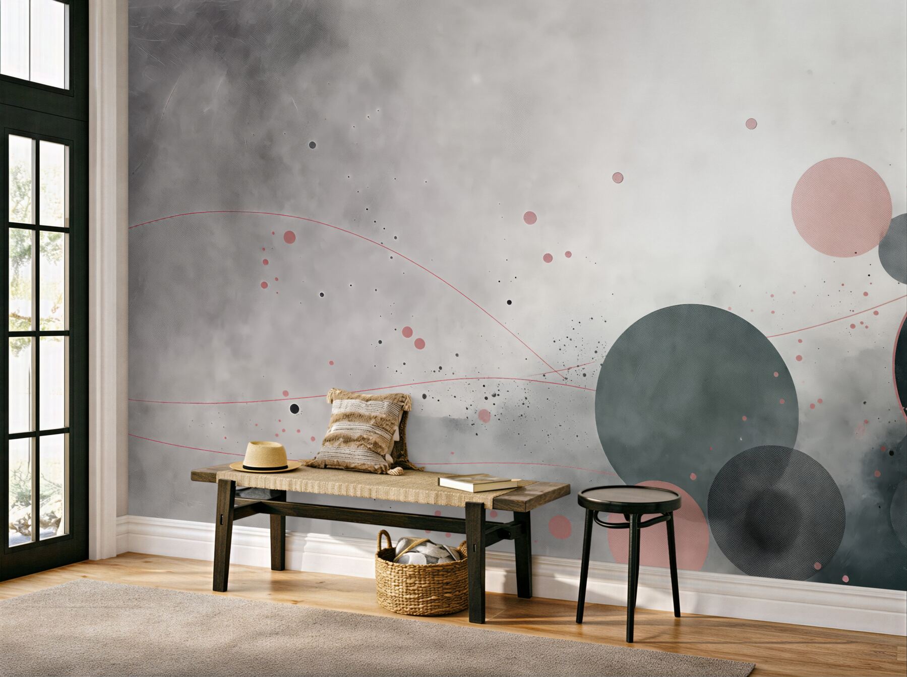 Fototapeta Koła i linie na sfatygowanym tle.