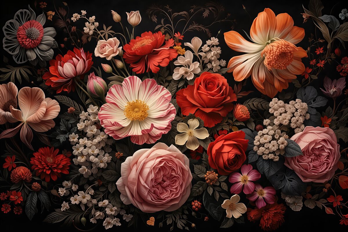 Fototapeta ciemny bukiet w romantycznym blasku