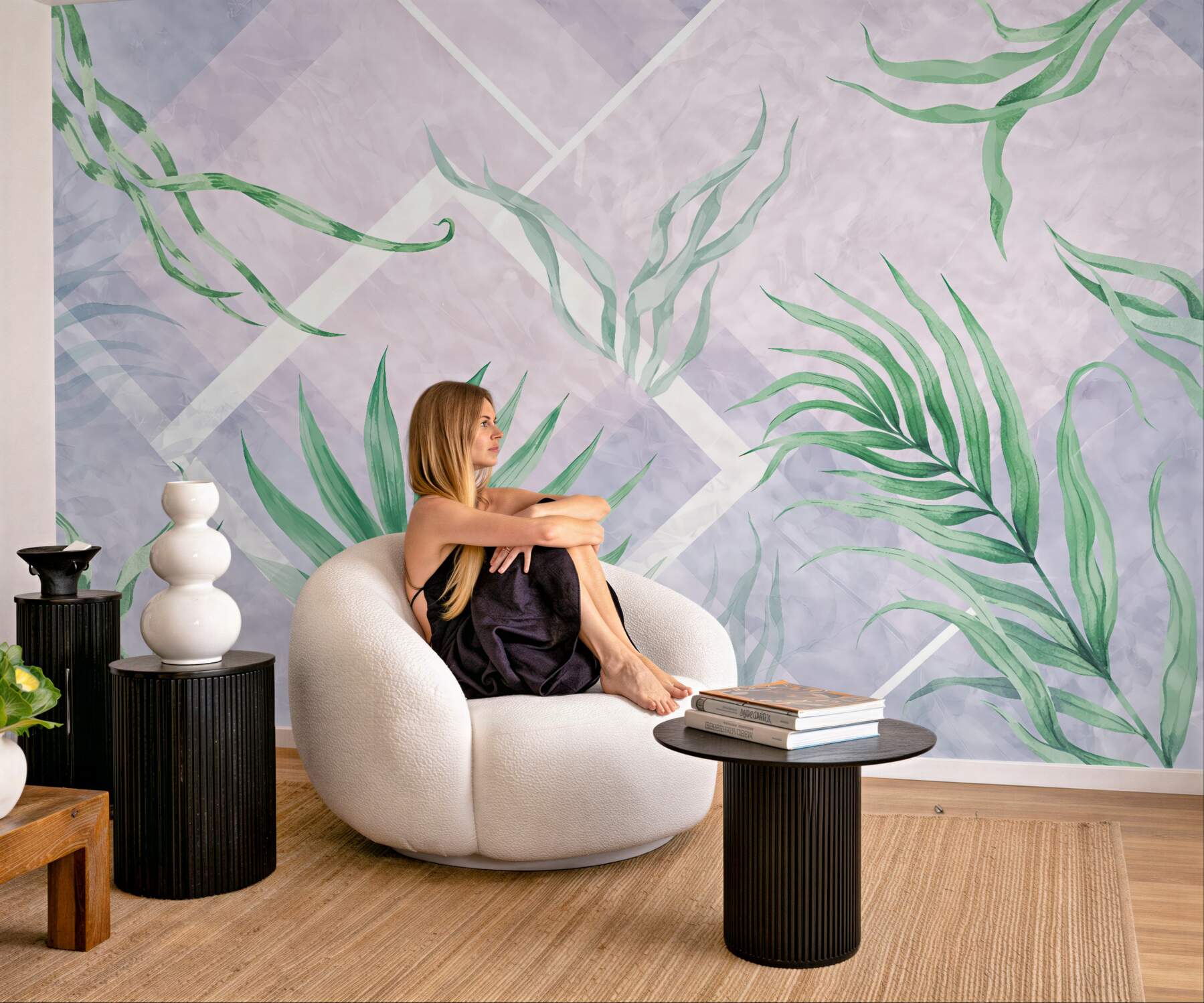 Fototapeta pastelowe tropikalne liście geometryczne