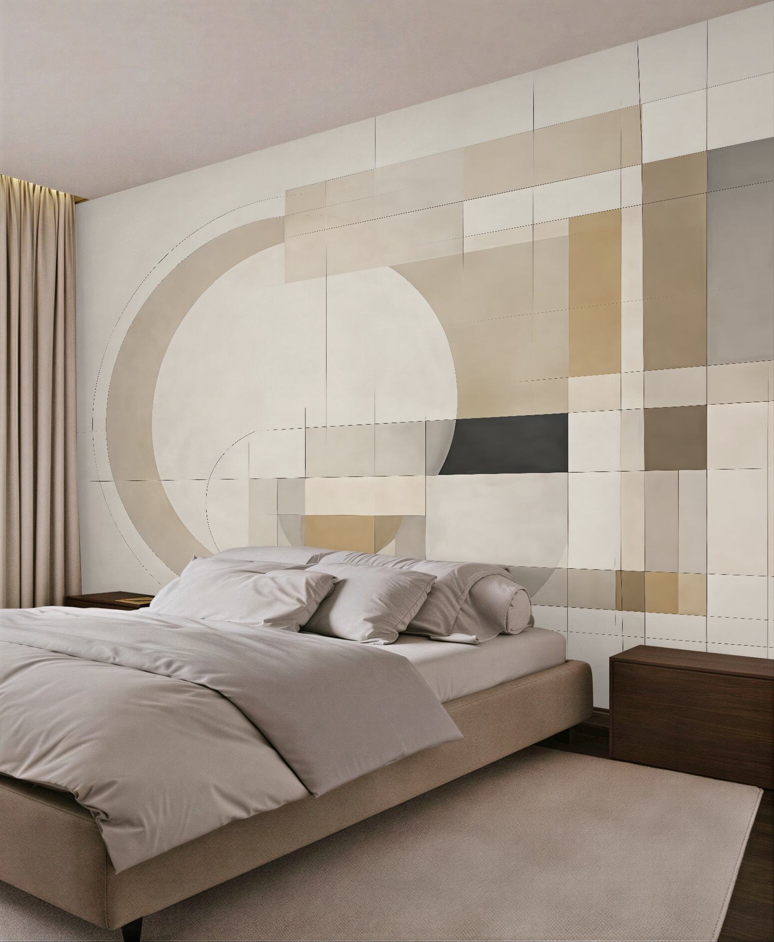 Fototapeta beżowa harmonia geometrycznych form