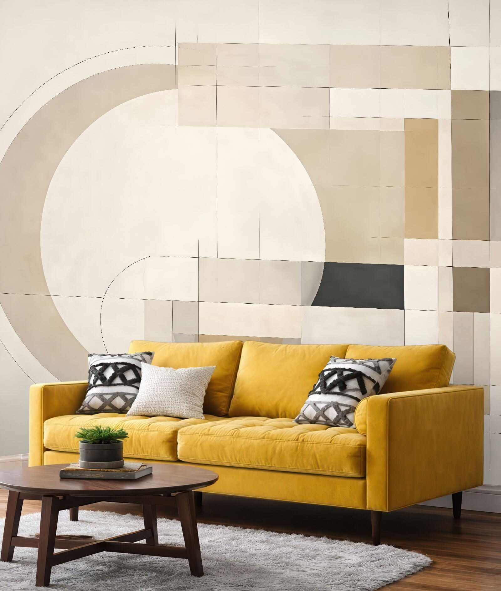 Fototapeta beżowa harmonia geometrycznych form