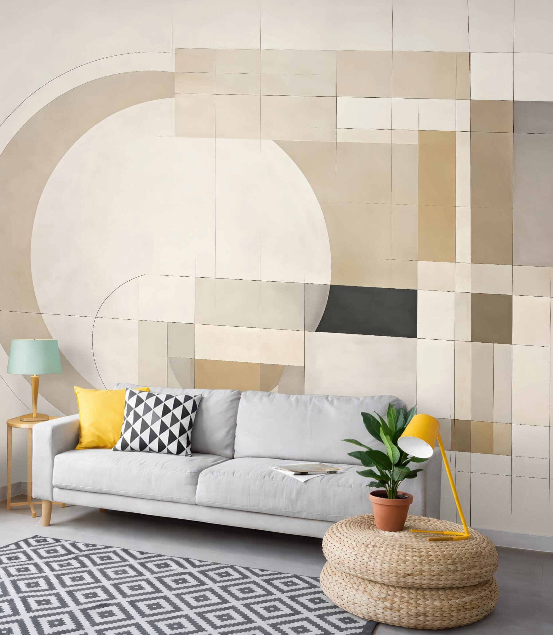 Fototapeta beżowa harmonia geometrycznych form
