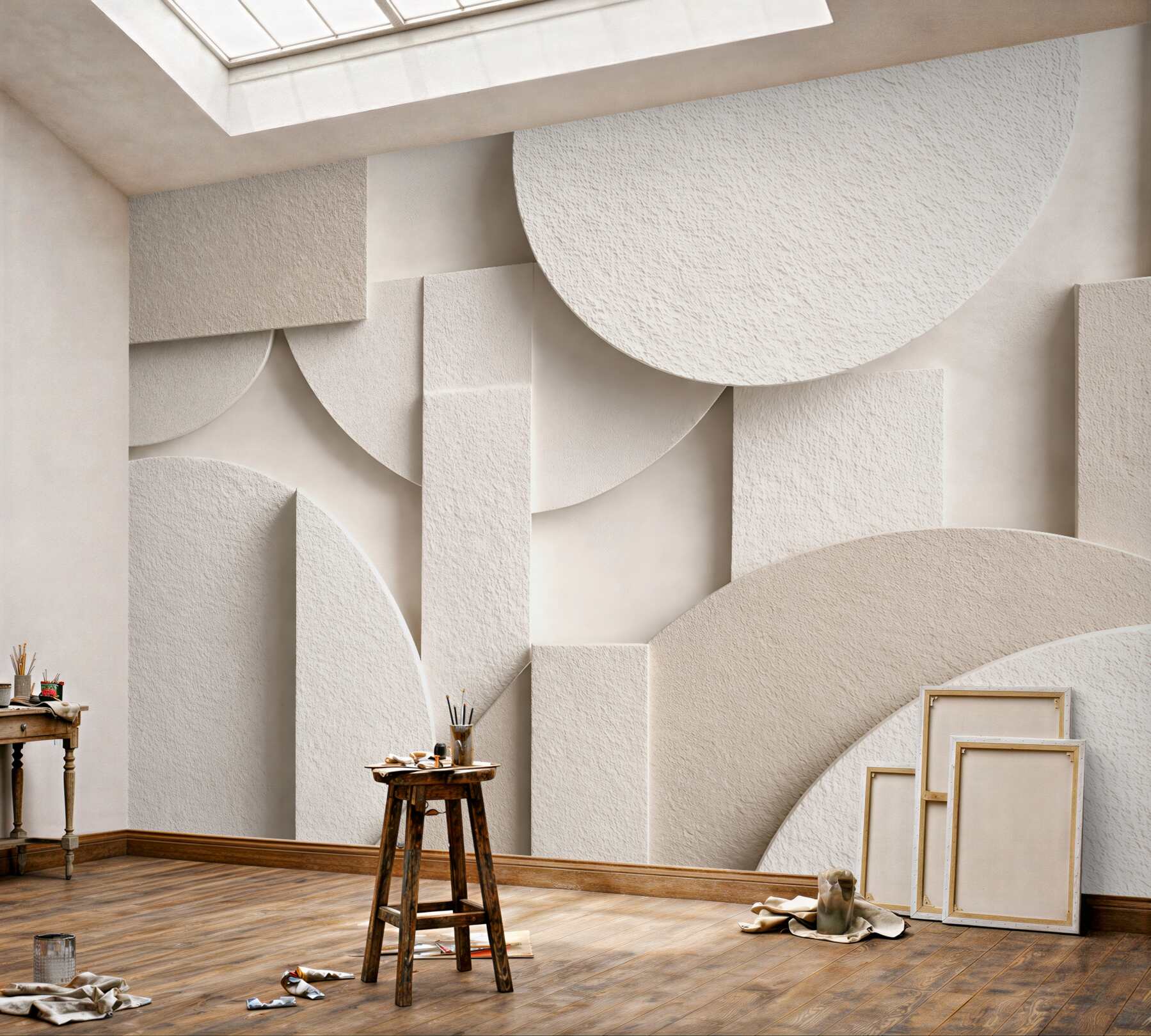 Fototapeta kremowa harmonia geometrii