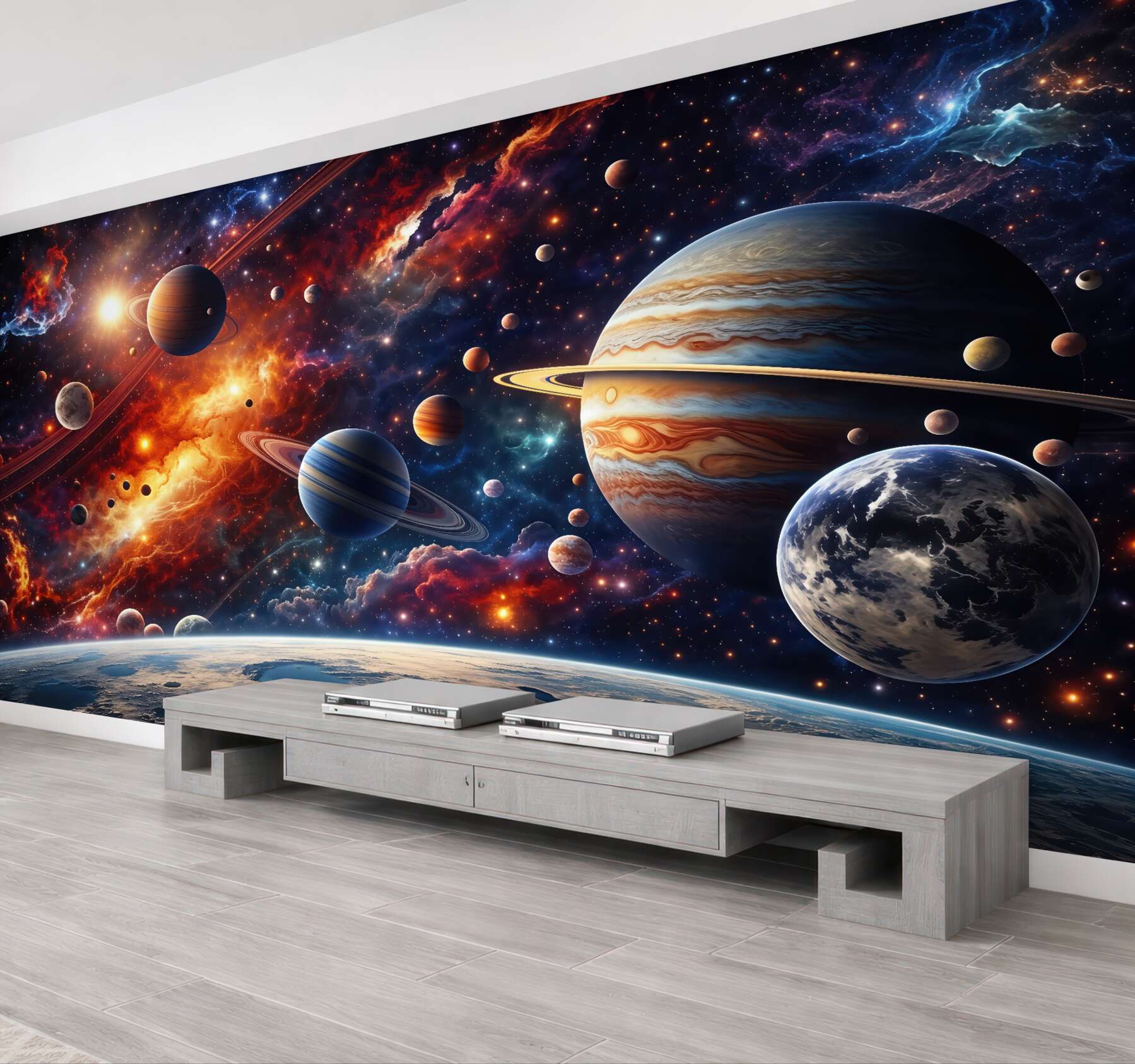 Fototapeta kosmiczna symfonia planet i mgławic