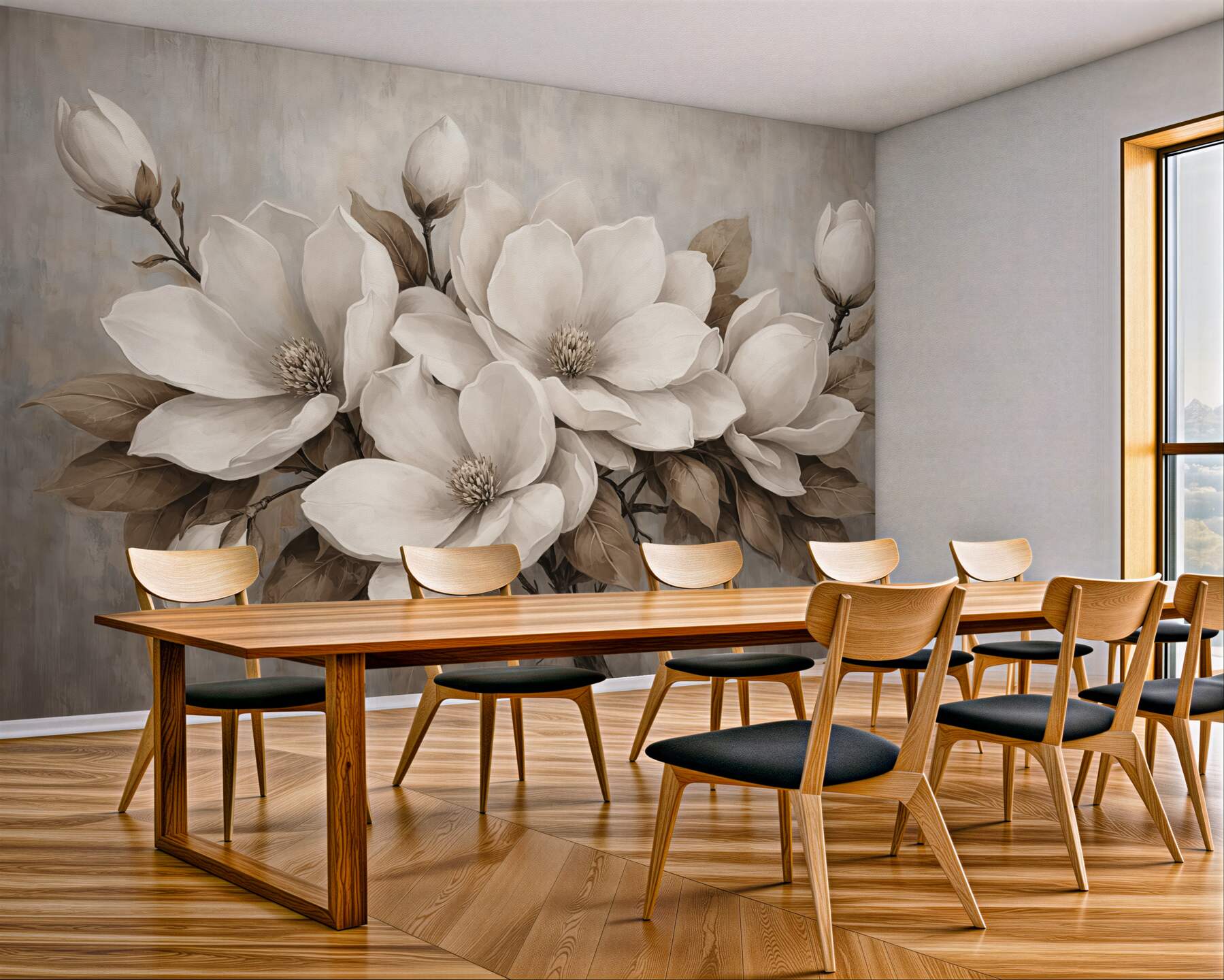 Fototapeta kremowe magnolie w stylu vintage