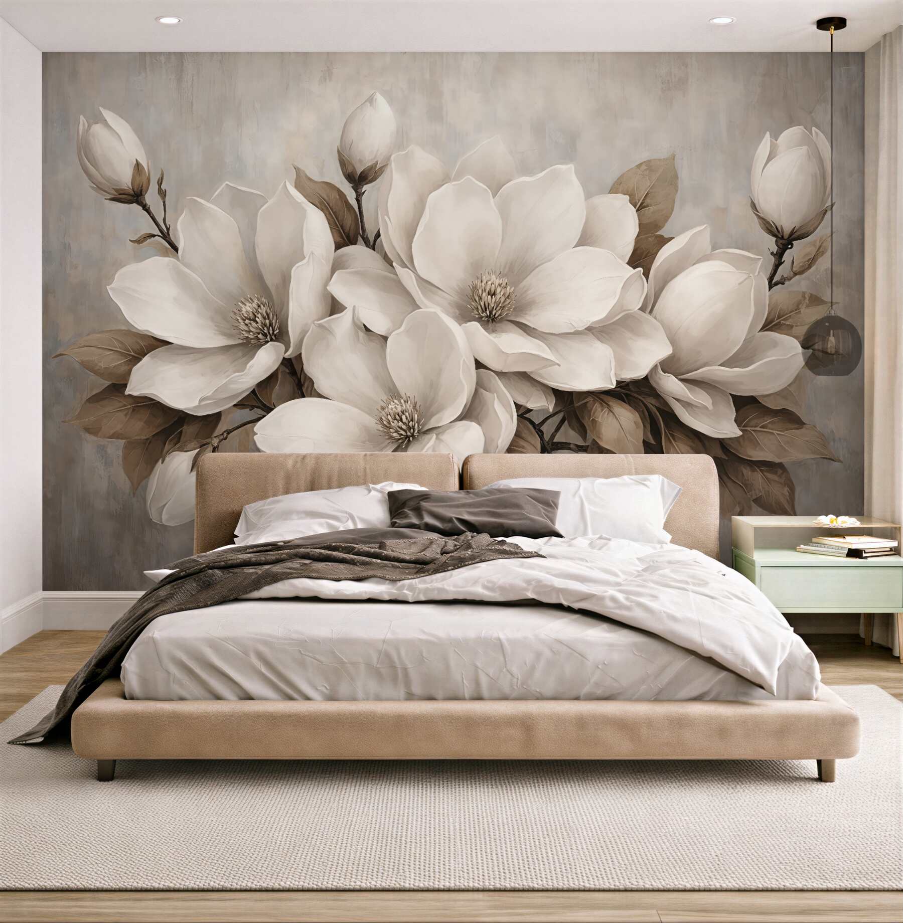 Fototapeta kremowe magnolie w stylu vintage