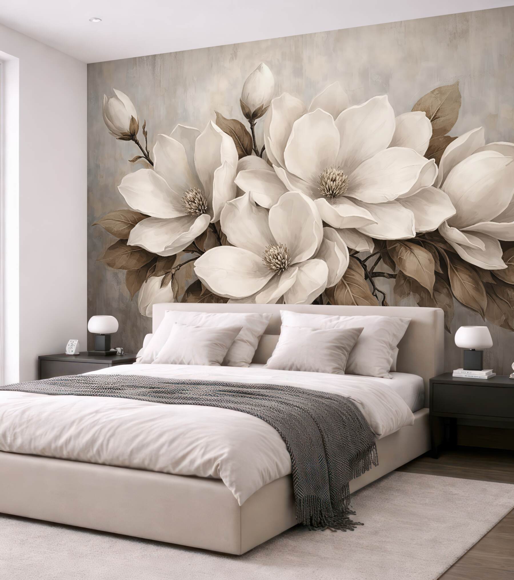 Fototapeta kremowe magnolie w stylu vintage