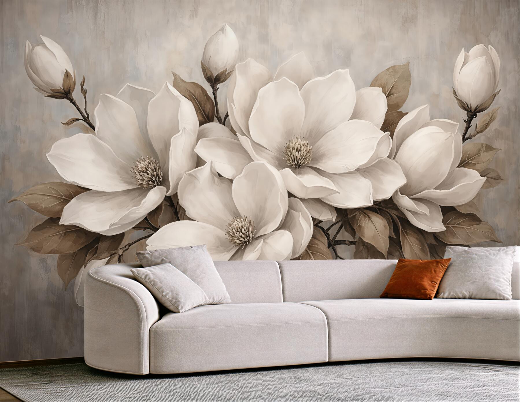 Fototapeta kremowe magnolie w stylu vintage