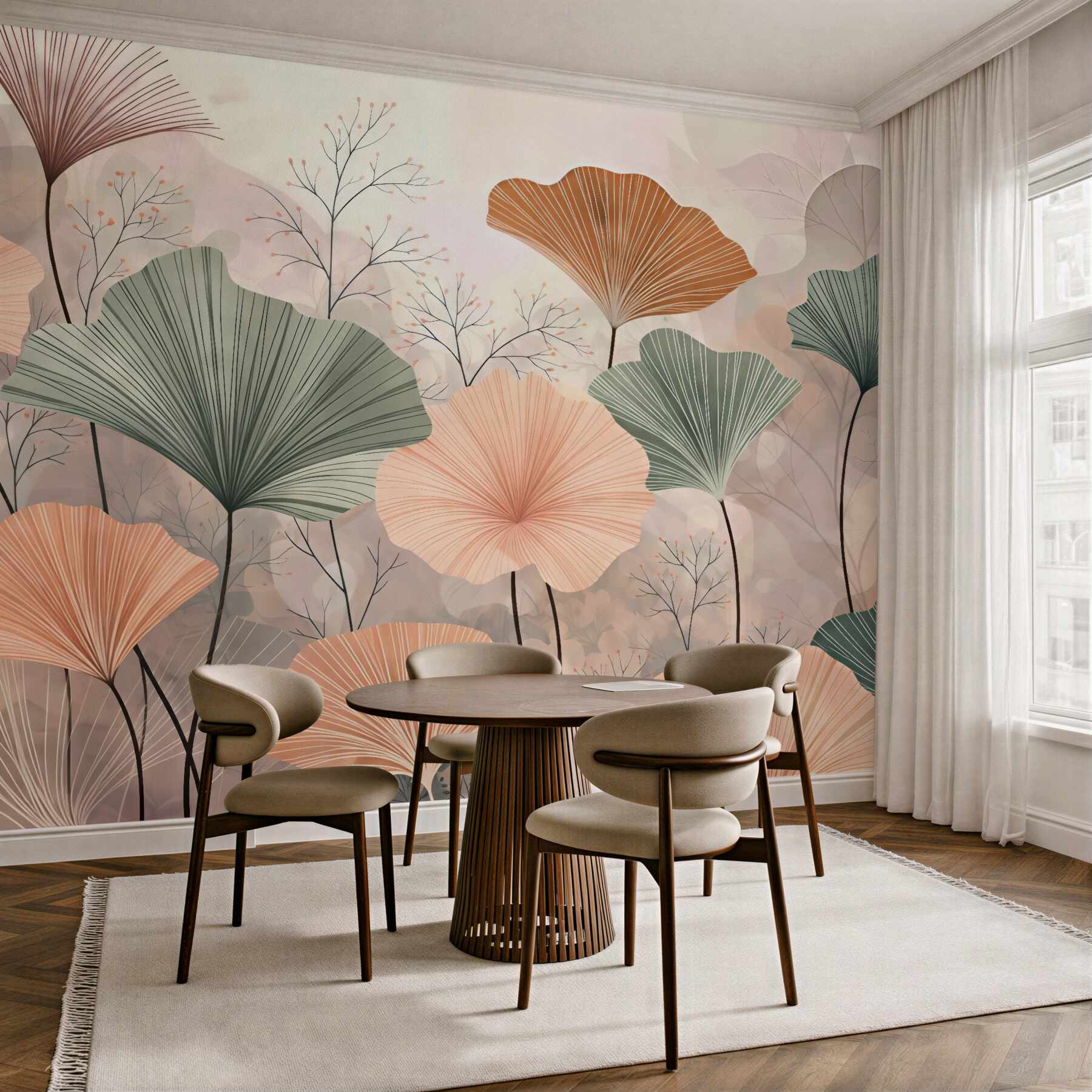 Fototapeta pastelowy ogród ginkgo
