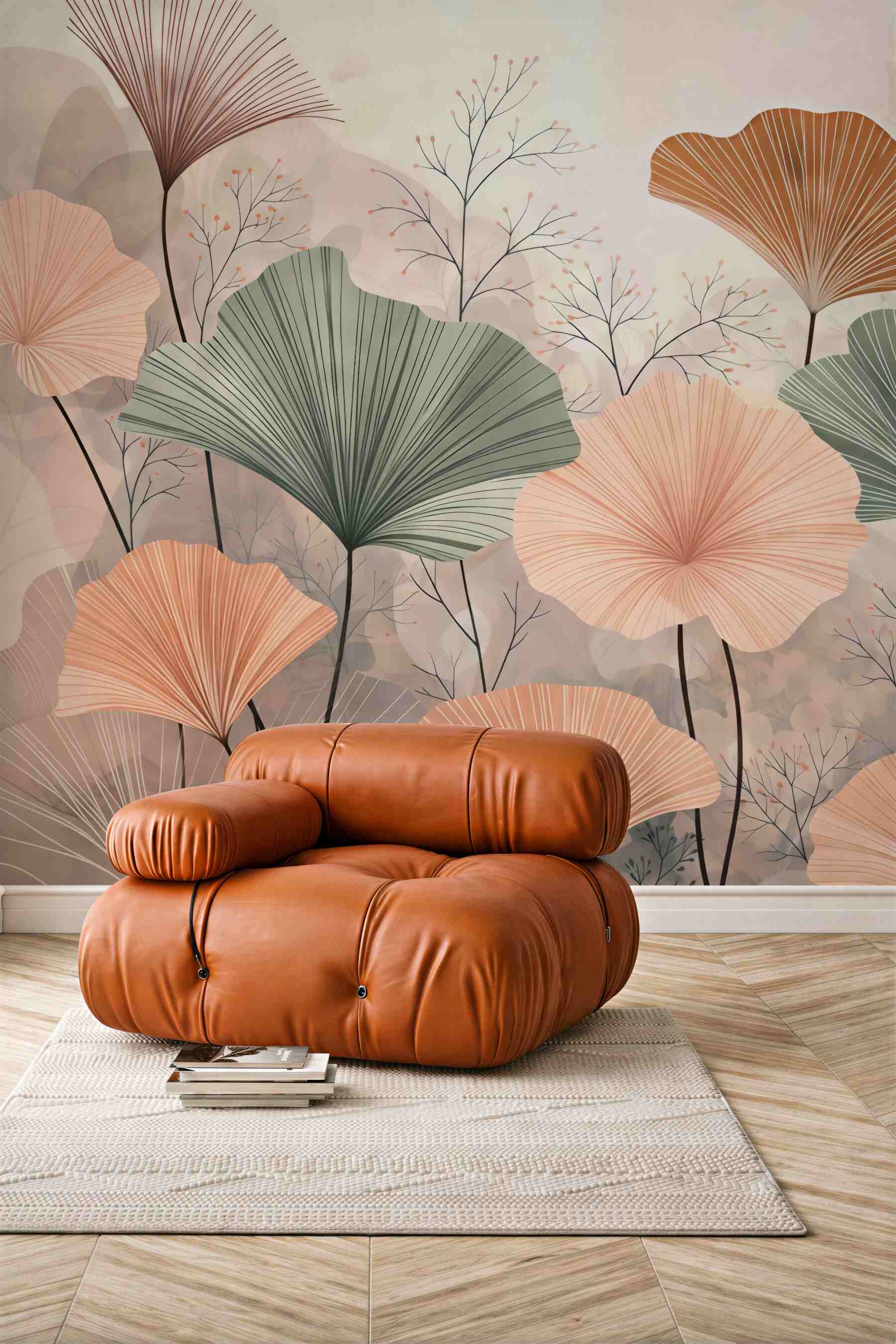Fototapeta pastelowy ogród ginkgo