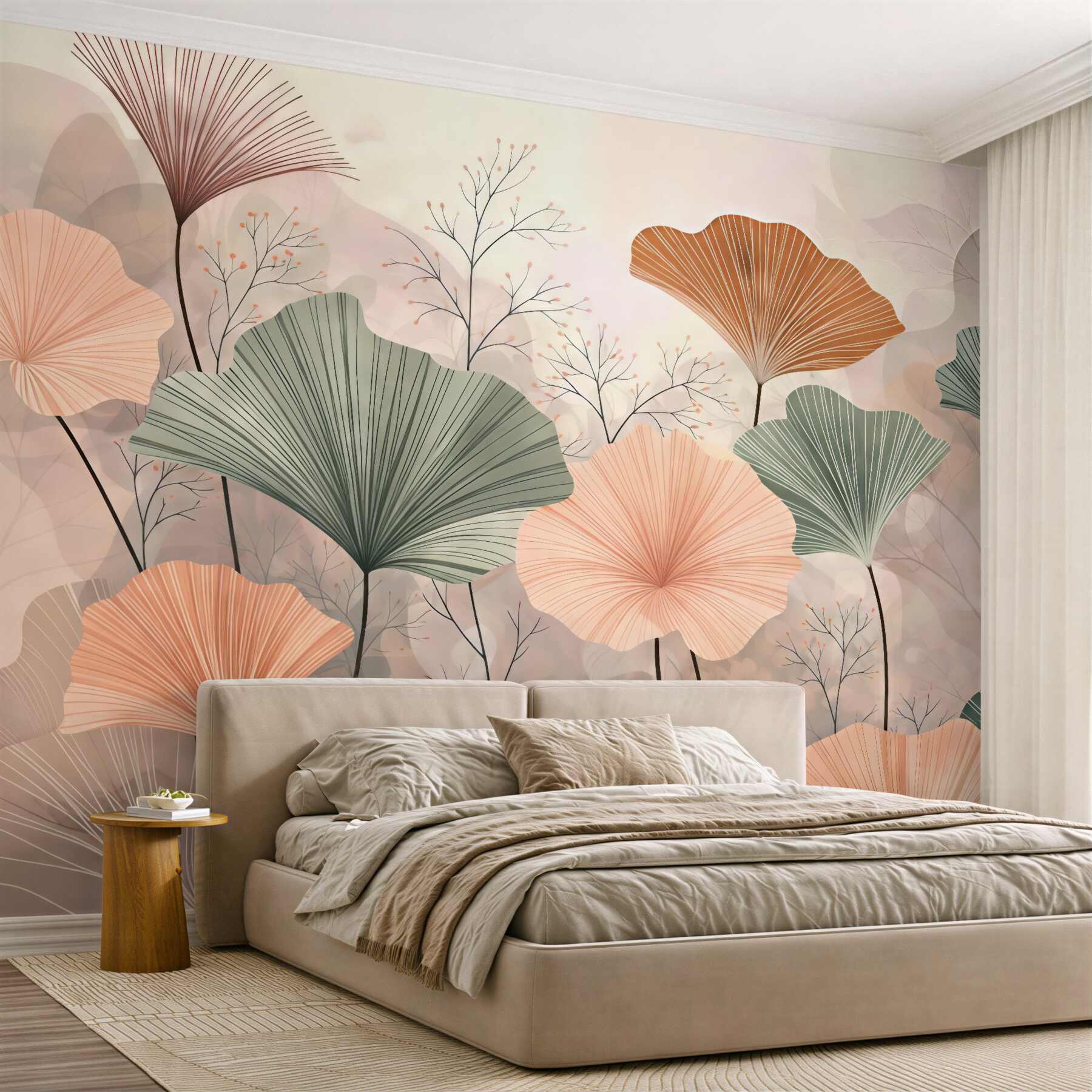 Fototapeta pastelowy ogród ginkgo