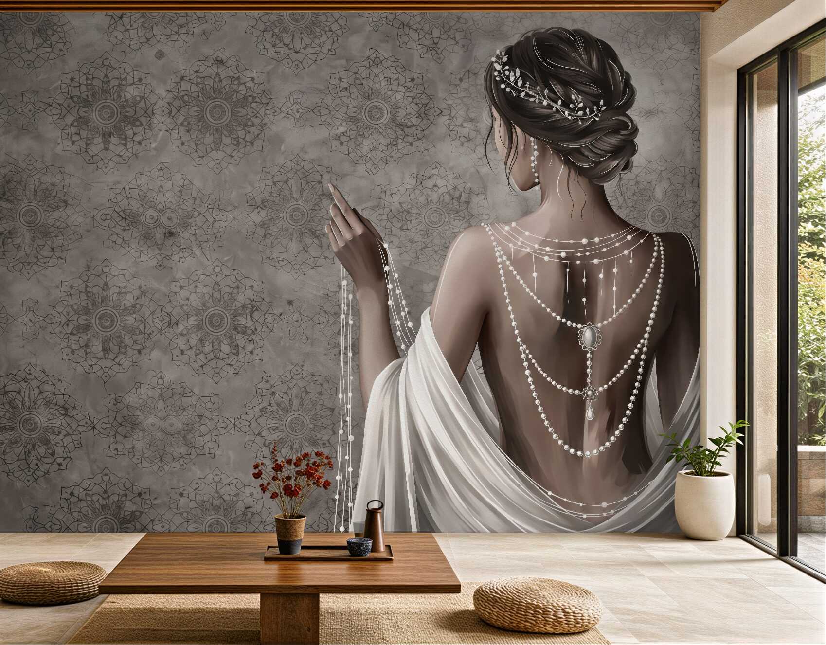 Fototapeta perłowa elegancja w mandalach
