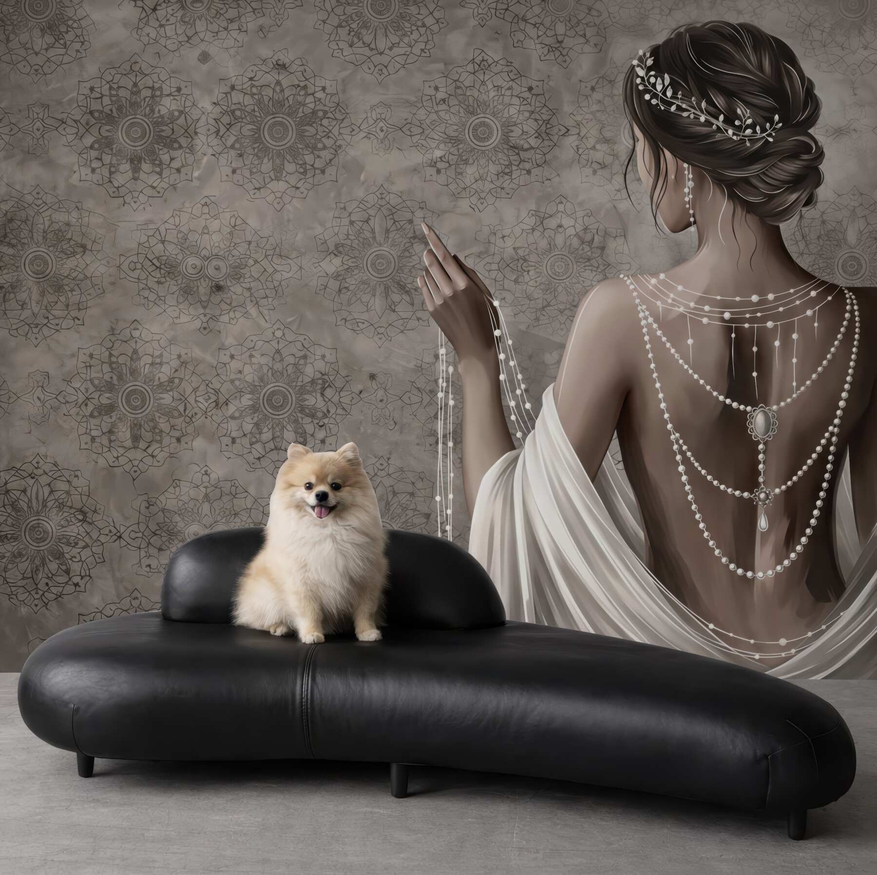 Fototapeta perłowa elegancja w mandalach