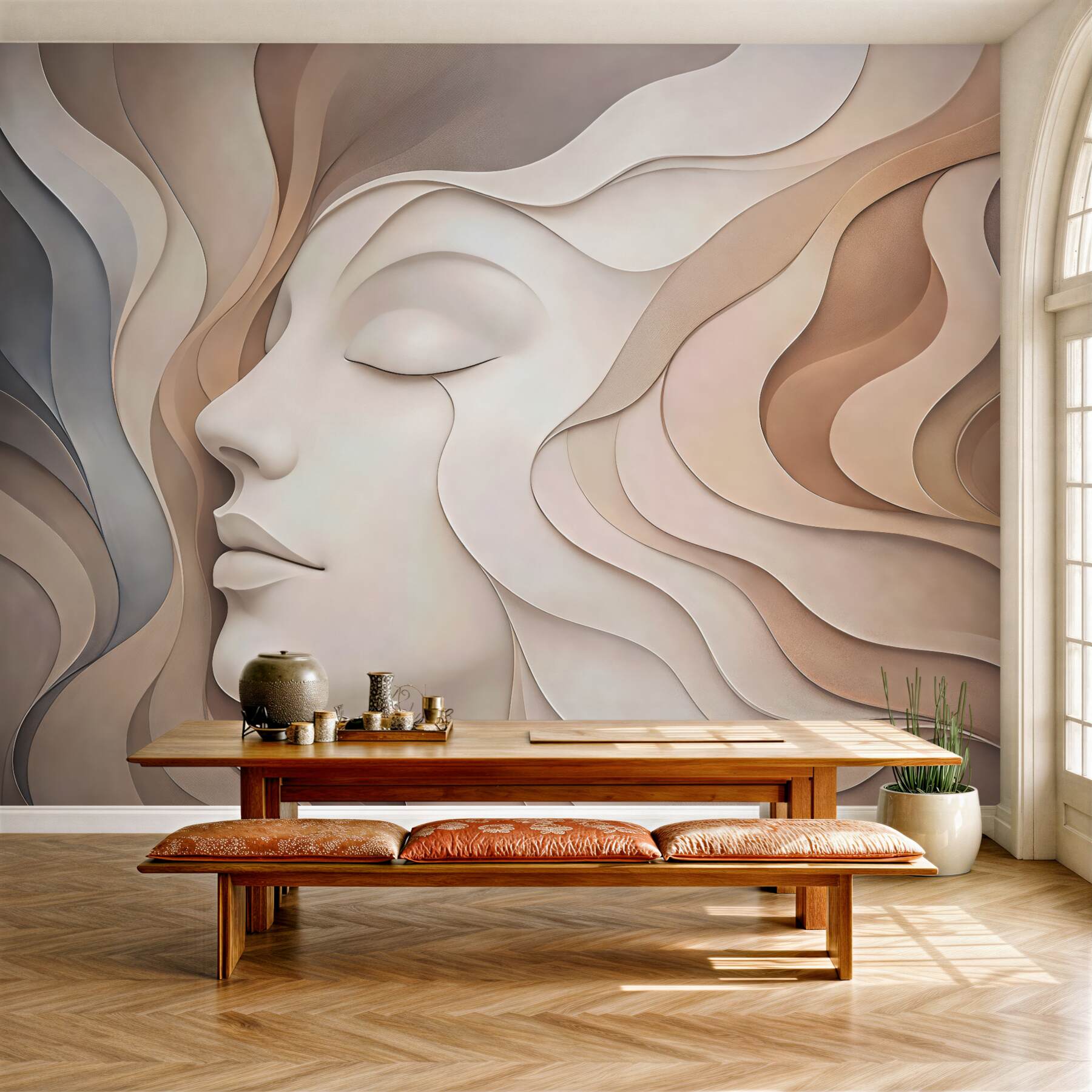 Fototapeta spokojne oblicze fal beige