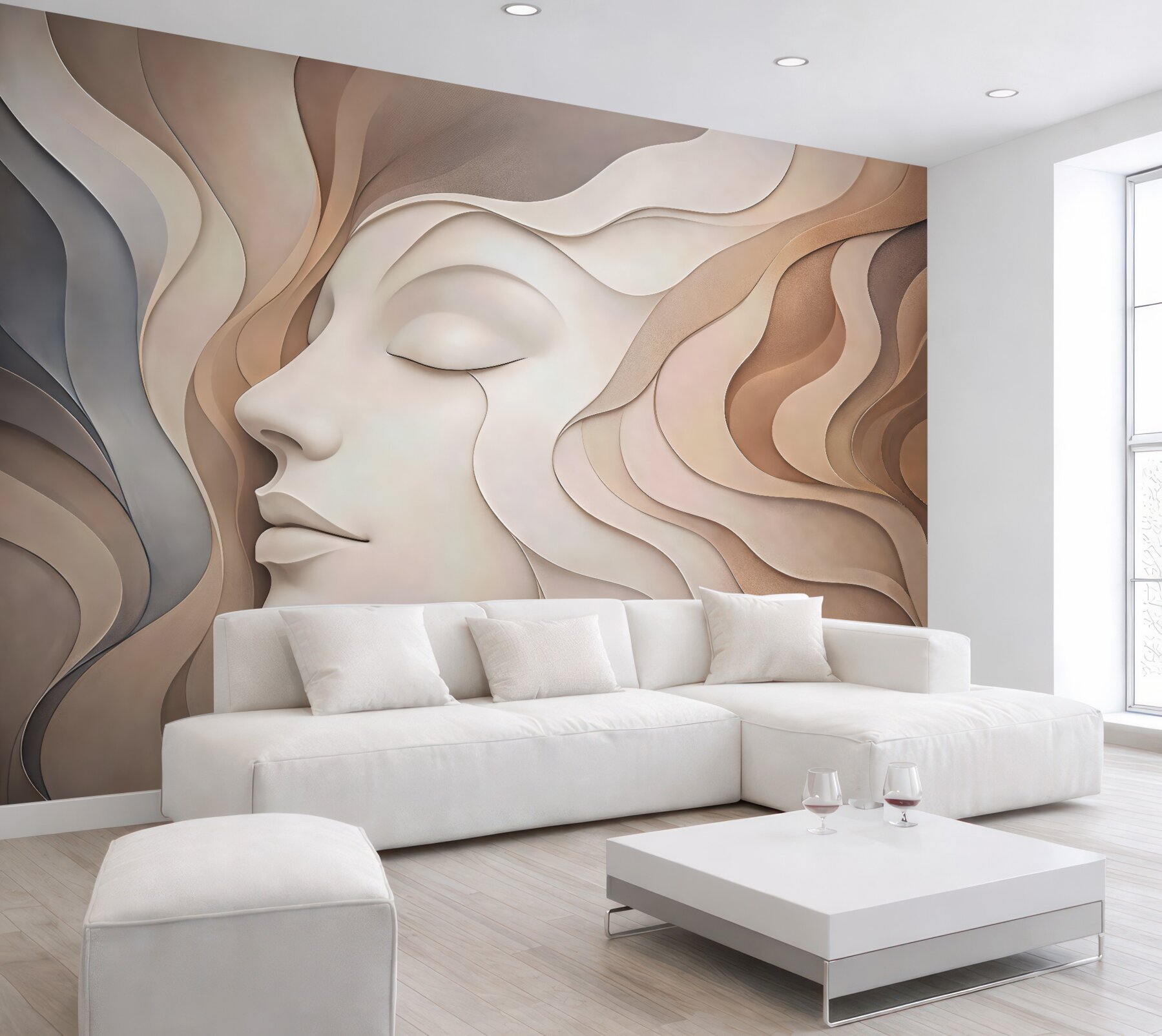 Fototapeta spokojne oblicze fal beige