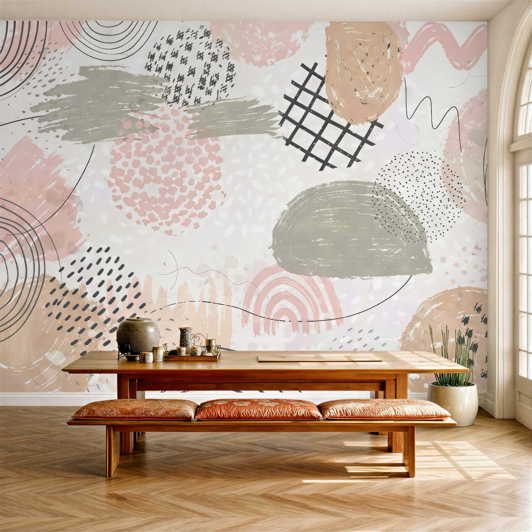 Fototapeta pudrowa abstrakcja boho