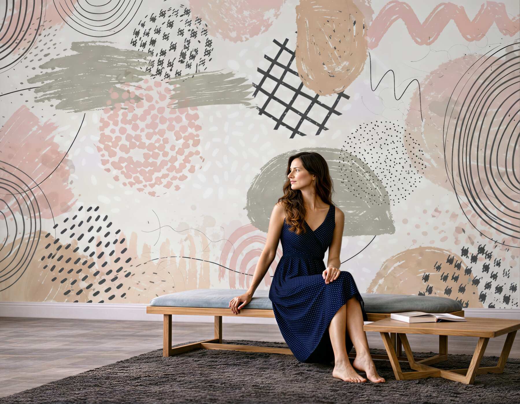 Fototapeta pudrowa abstrakcja boho