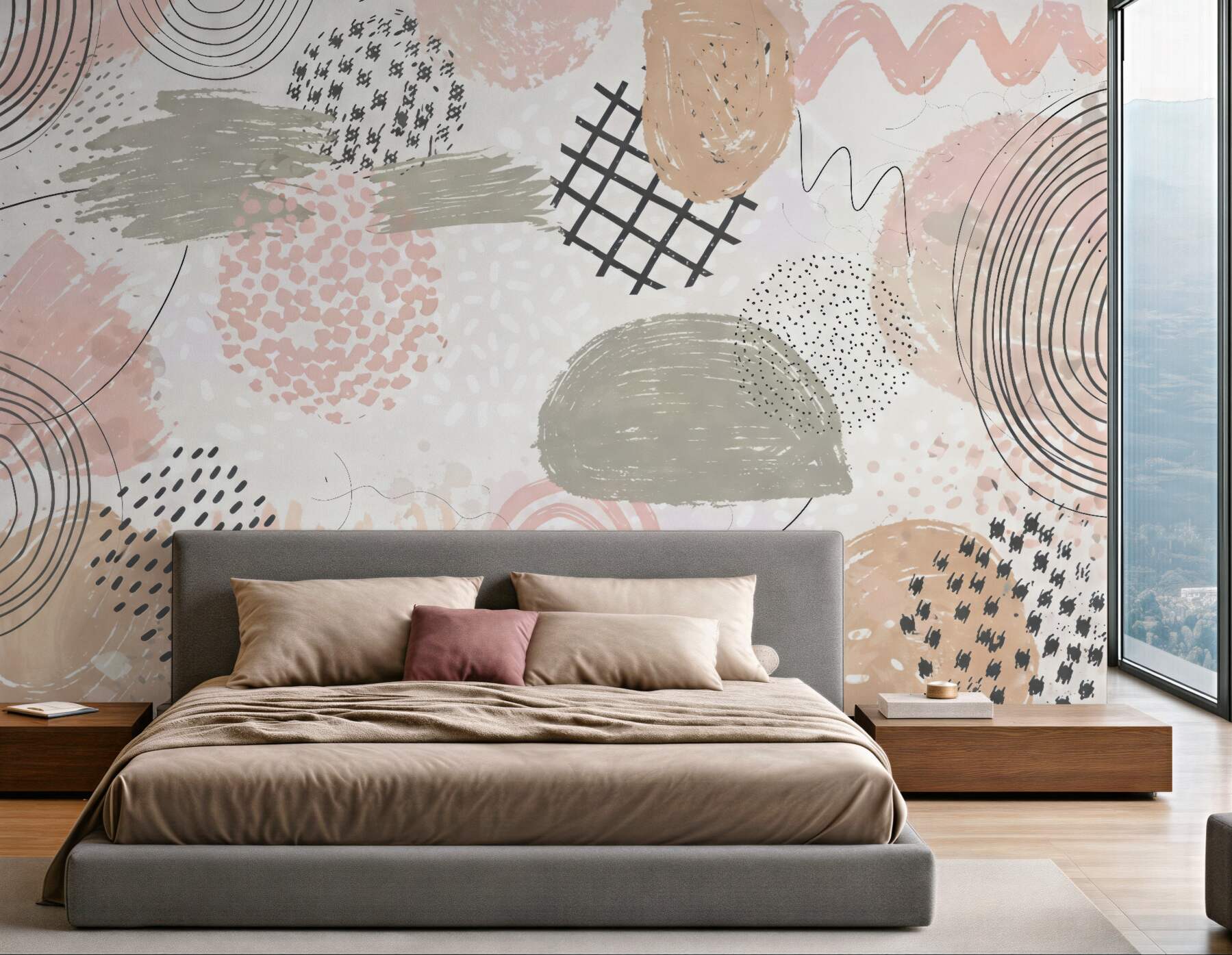 Fototapeta pudrowa abstrakcja boho