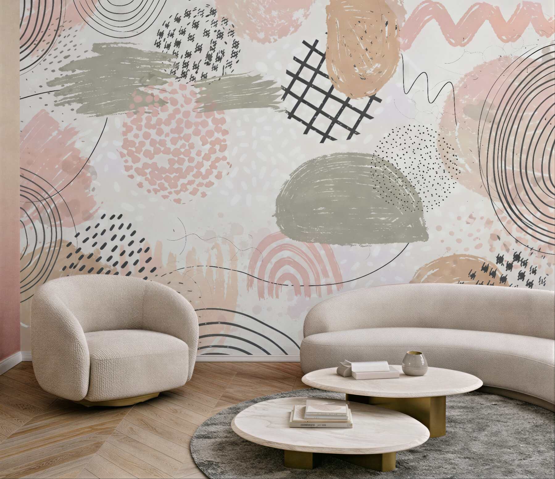 Fototapeta pudrowa abstrakcja boho