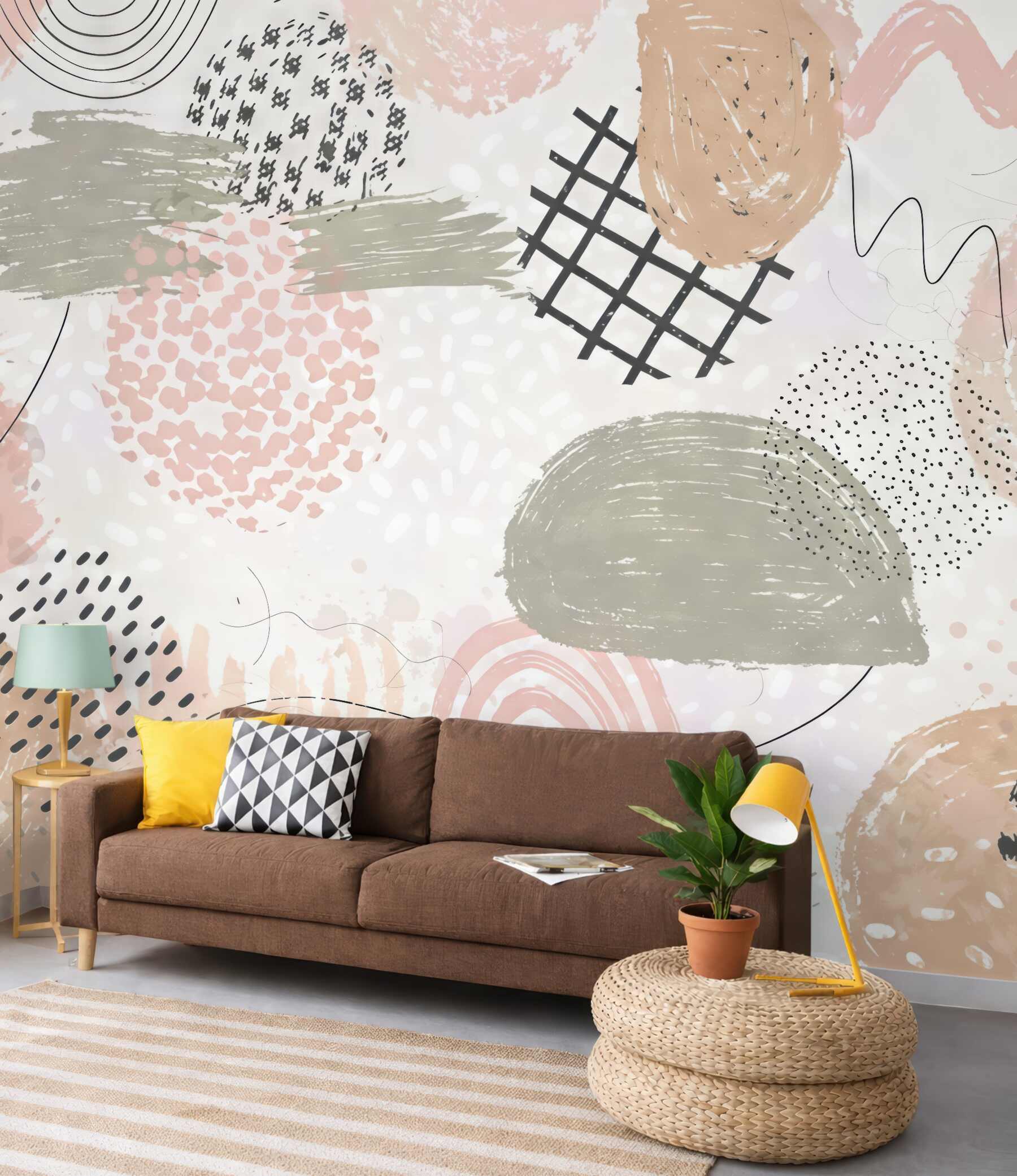 Fototapeta pudrowa abstrakcja boho