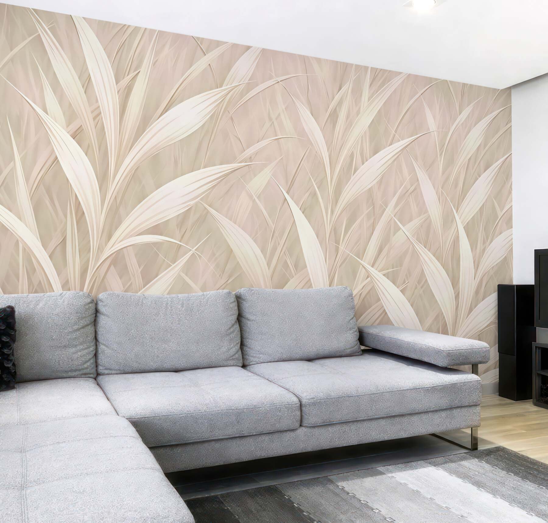 Fototapeta pudrowe trawy w subtelnym ruchu
