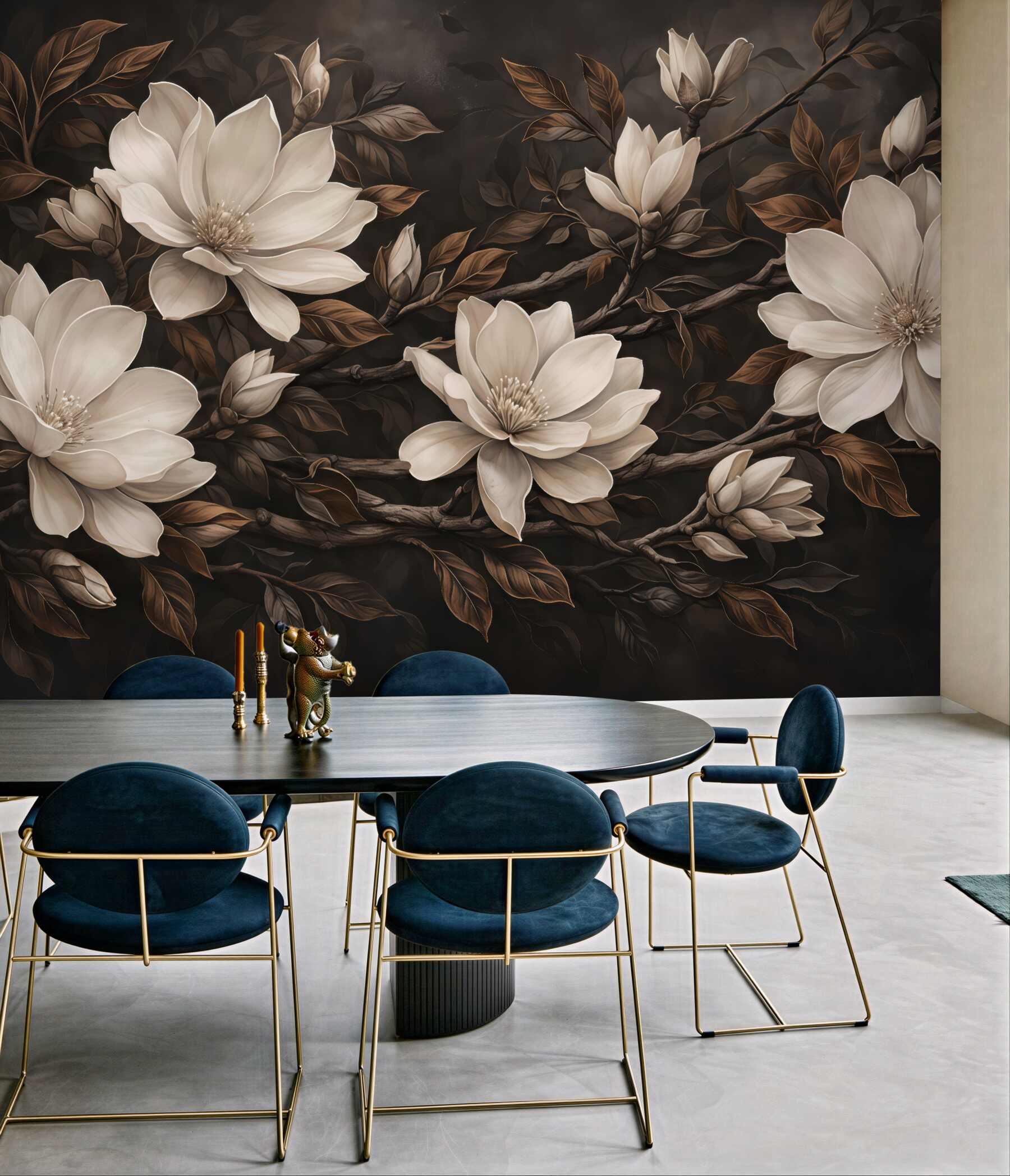 Fototapeta kremowe magnolie w mroku