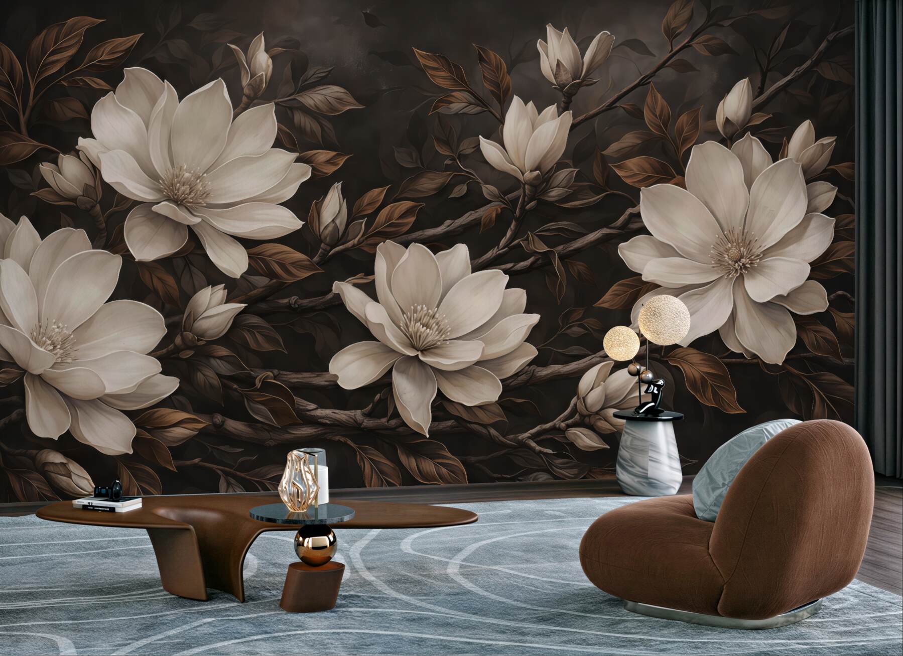 Fototapeta kremowe magnolie w mroku