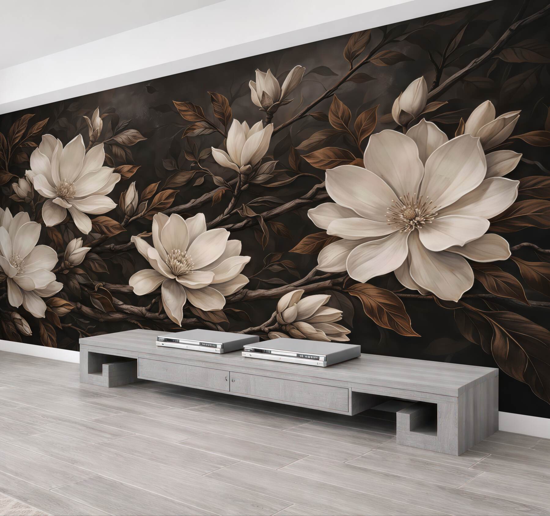 Fototapeta kremowe magnolie w mroku