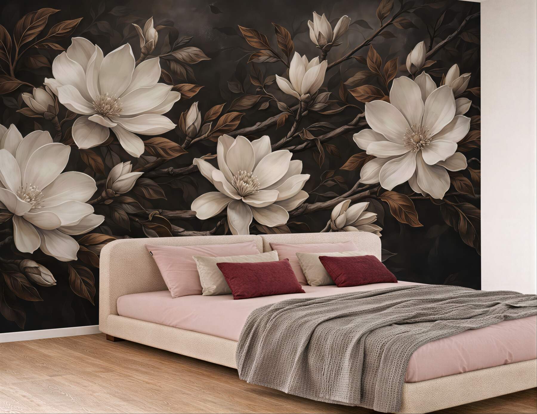 Fototapeta kremowe magnolie w mroku