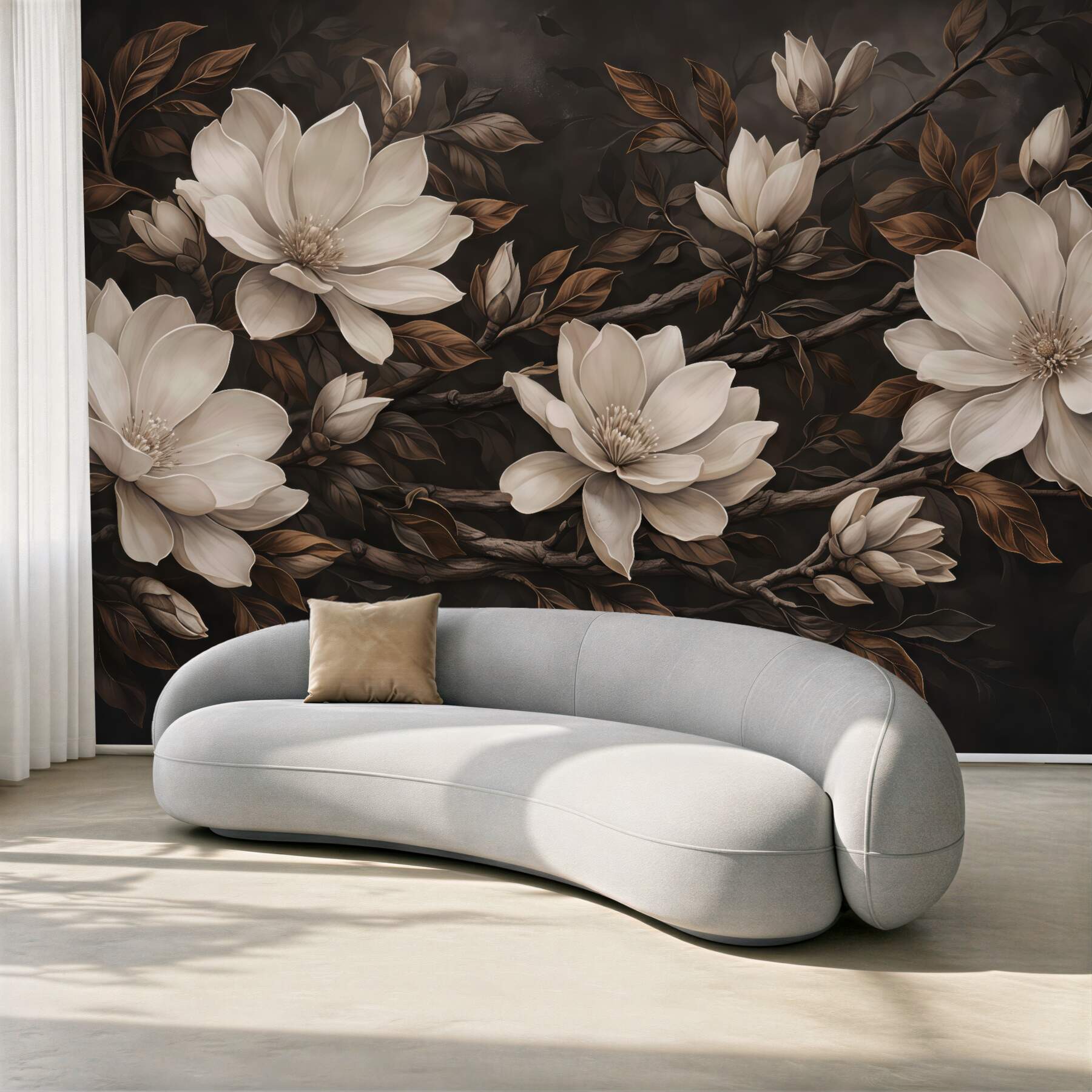Fototapeta kremowe magnolie w mroku