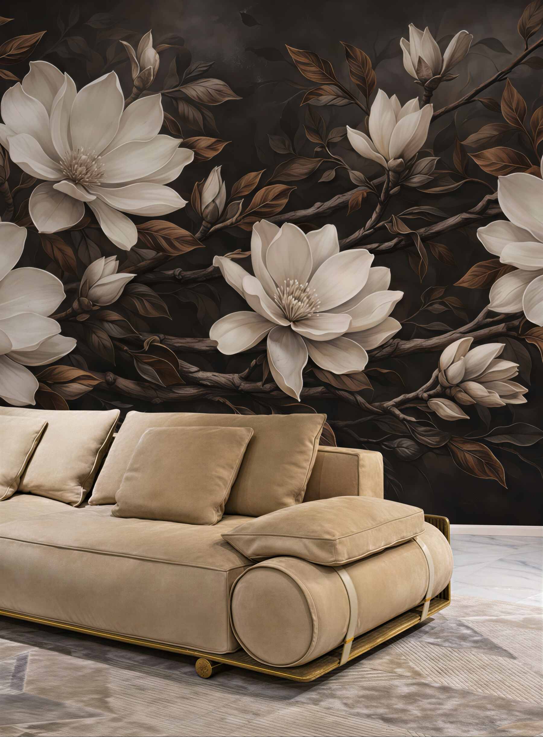 Fototapeta kremowe magnolie w mroku
