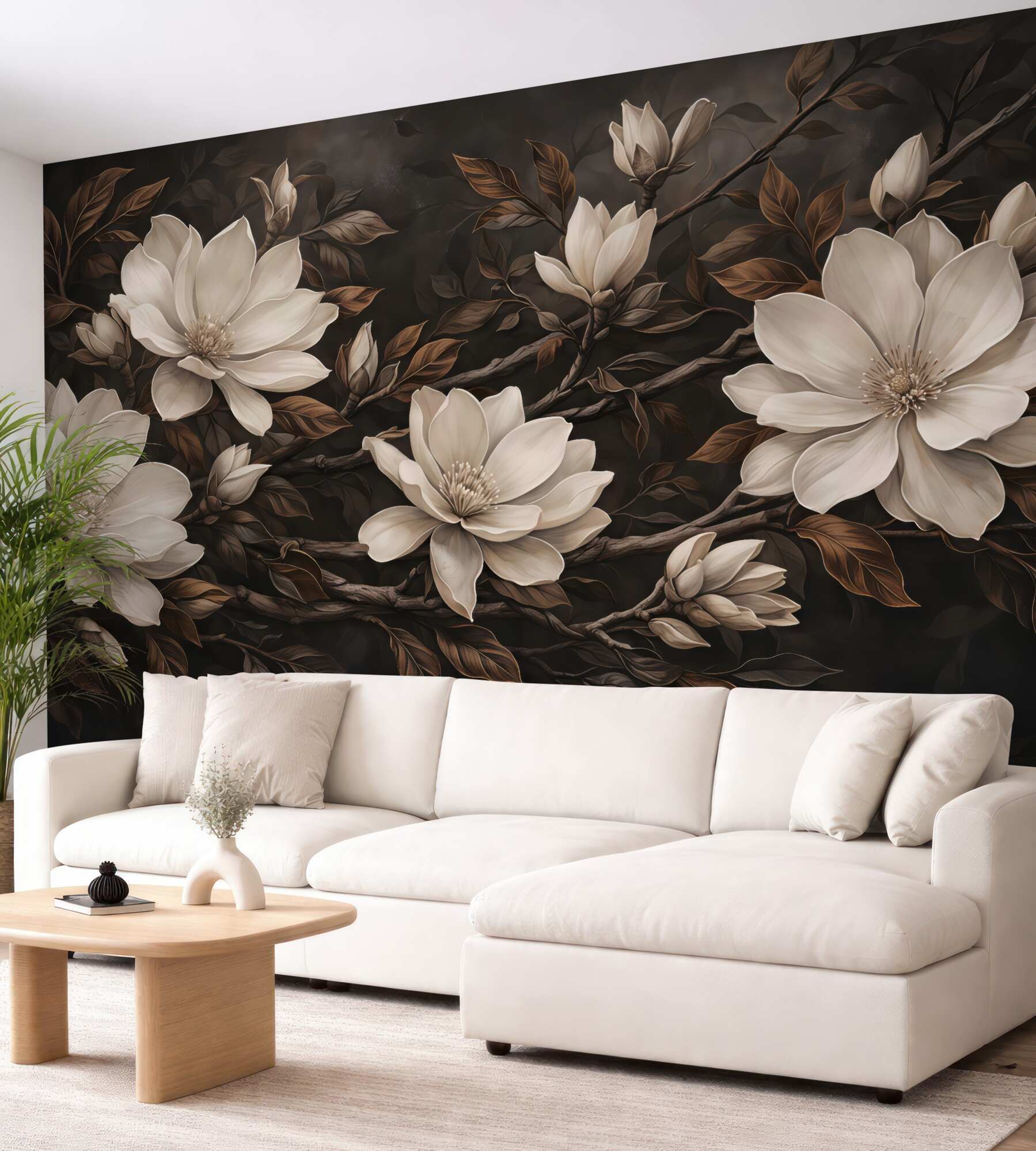 Fototapeta kremowe magnolie w mroku